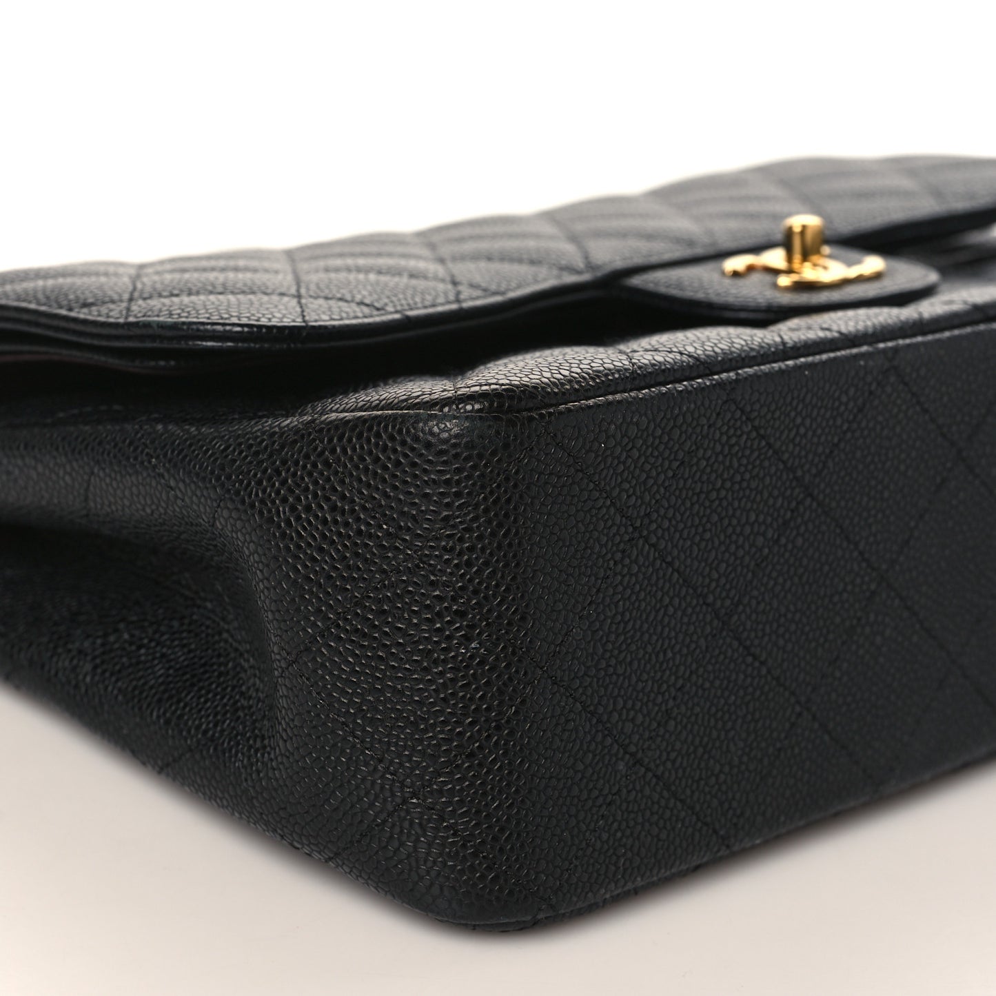 Caviar Quilted Jumbo Double Flap Black