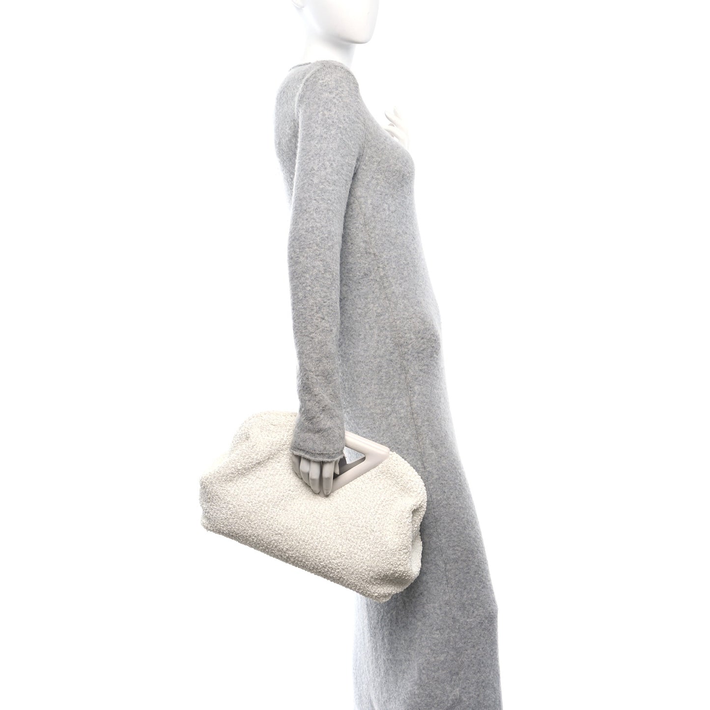 Boucle Curly Raffia The Point Triangle Bag Chalk