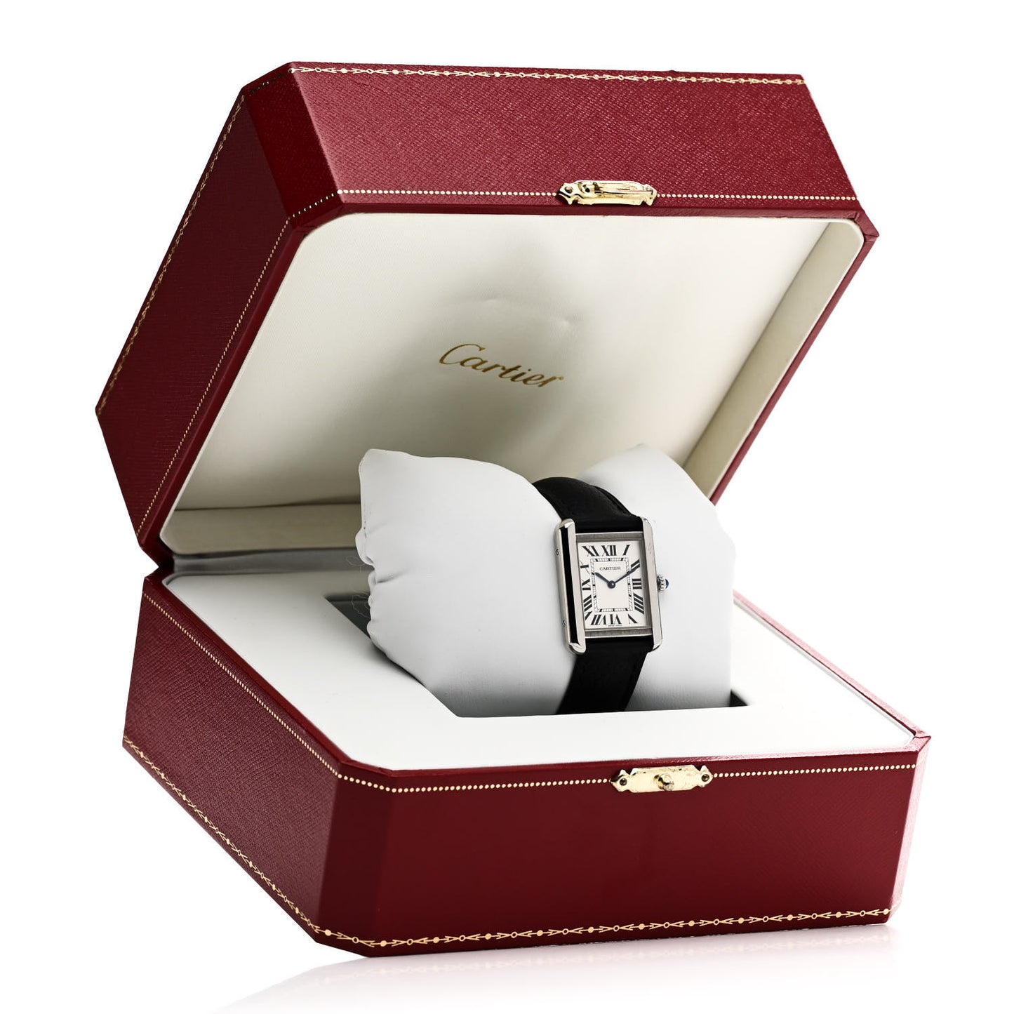 Stainless Steel Calfskin 24mm Tank Solo Quartz Watch