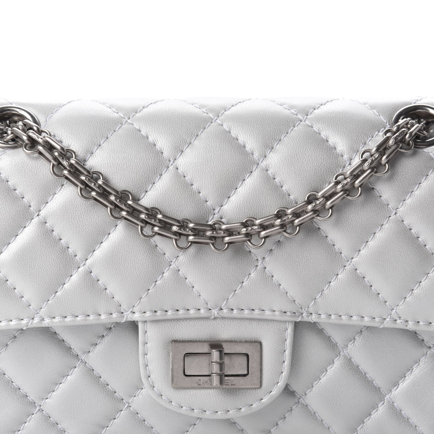 Chanel Iridescent Lambskin Quilted 2.55 Reissue Mini Flap White 10 of 11