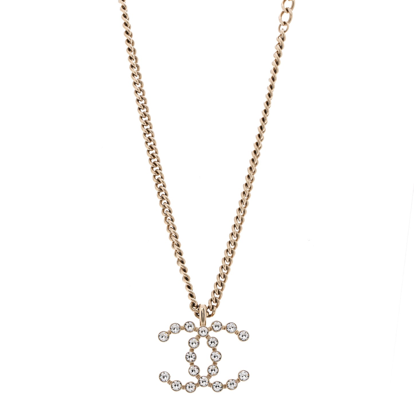 Crystal CC Pendant Necklace Gold