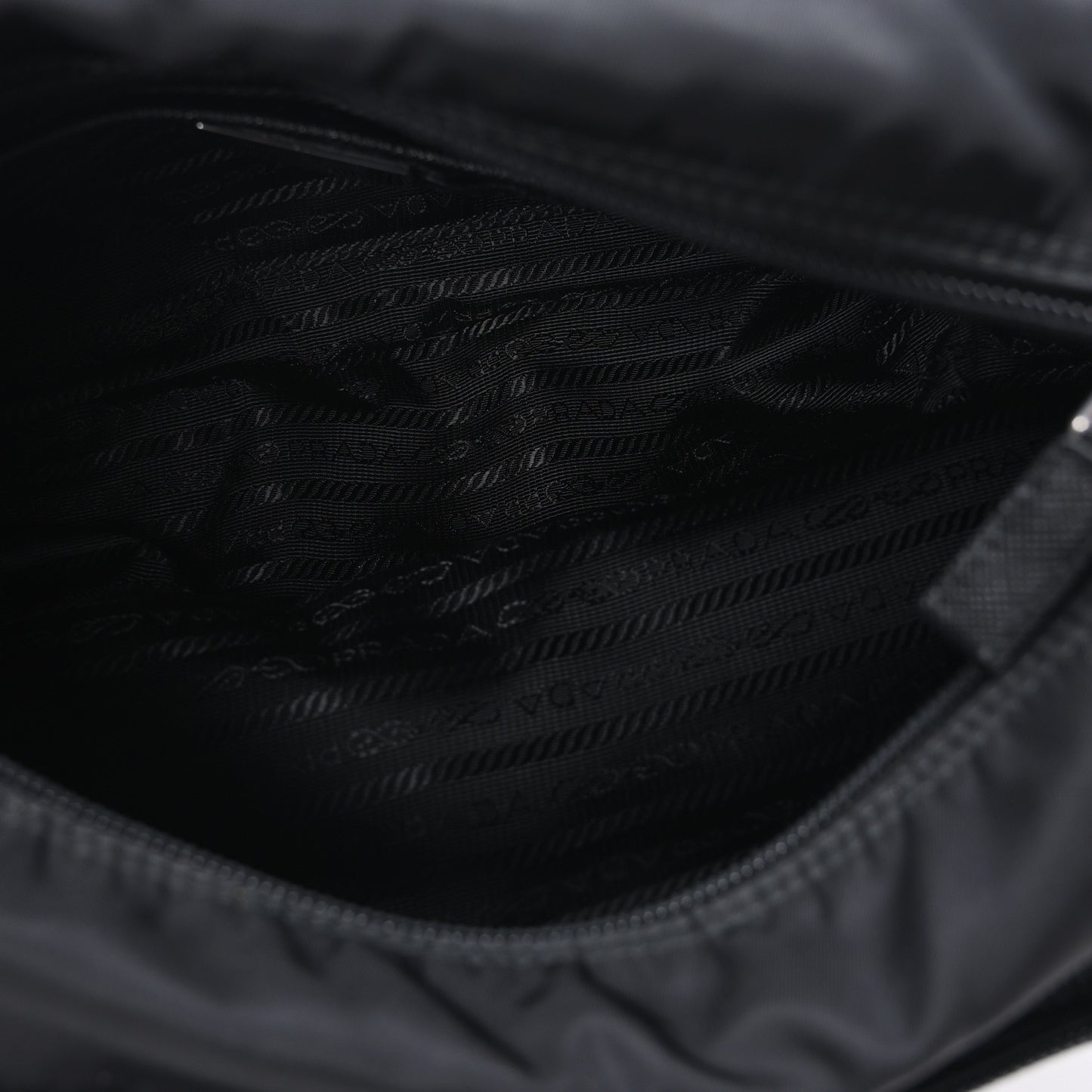 Re-Nylon Vela Saffiano Pocket Double Buckle Messenger Shoulder Bag Black