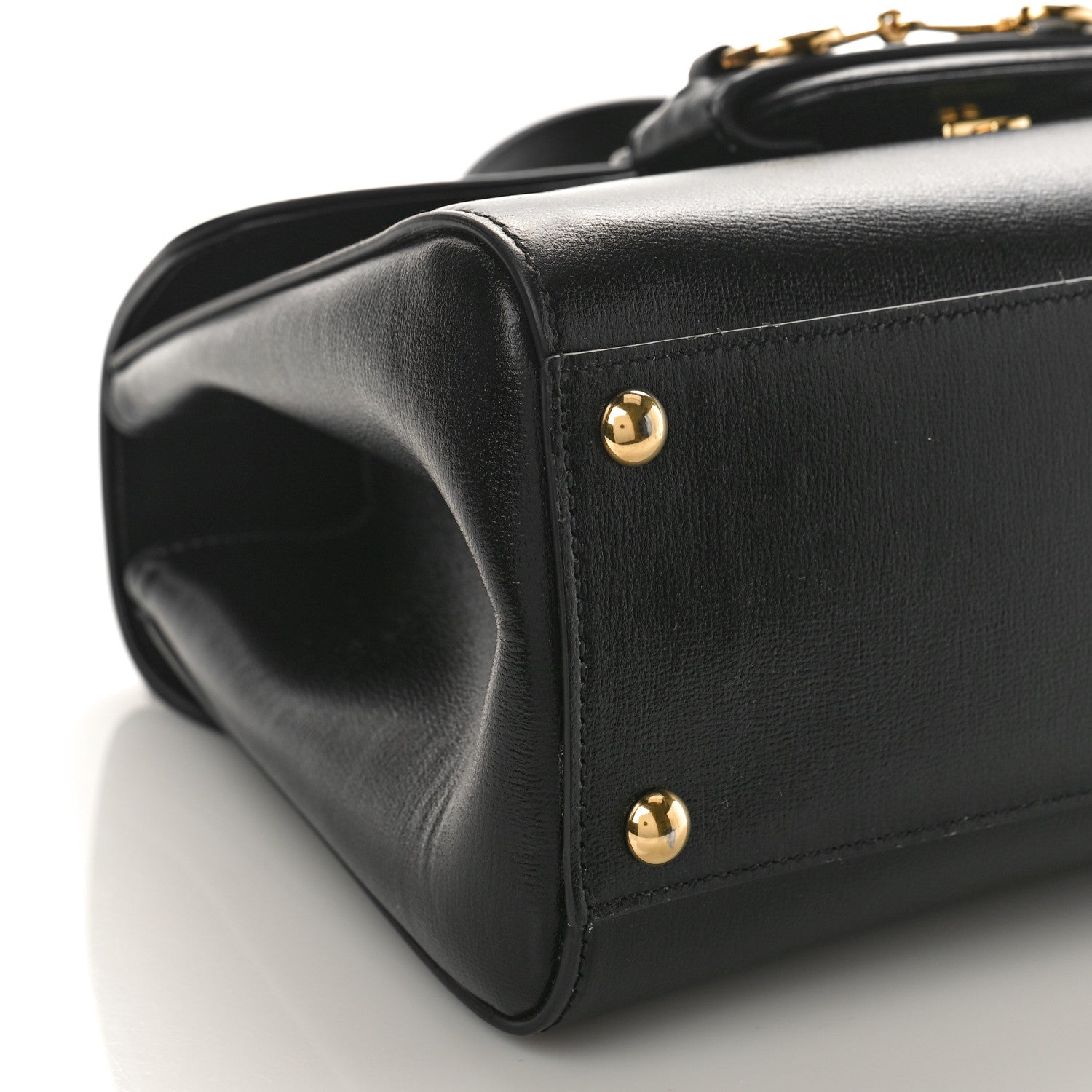 Gucci Textured Calfskin Medium Horsebit 1955 Top Handle Bag Black 7 of 8