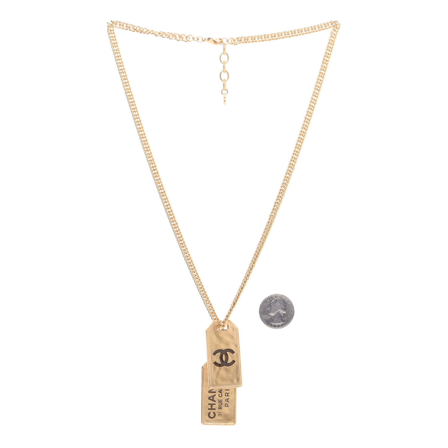 ID Dog Tag Charm Necklace Gold