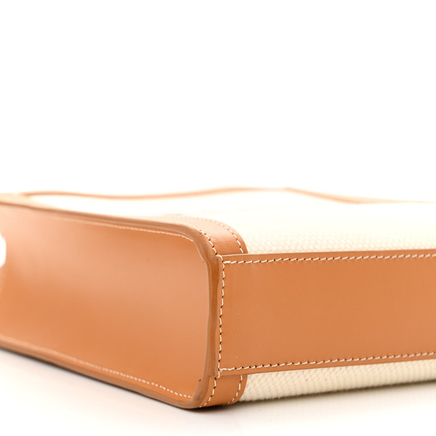 Canvas Calfskin Mini Vertical Cabas Natural Tan