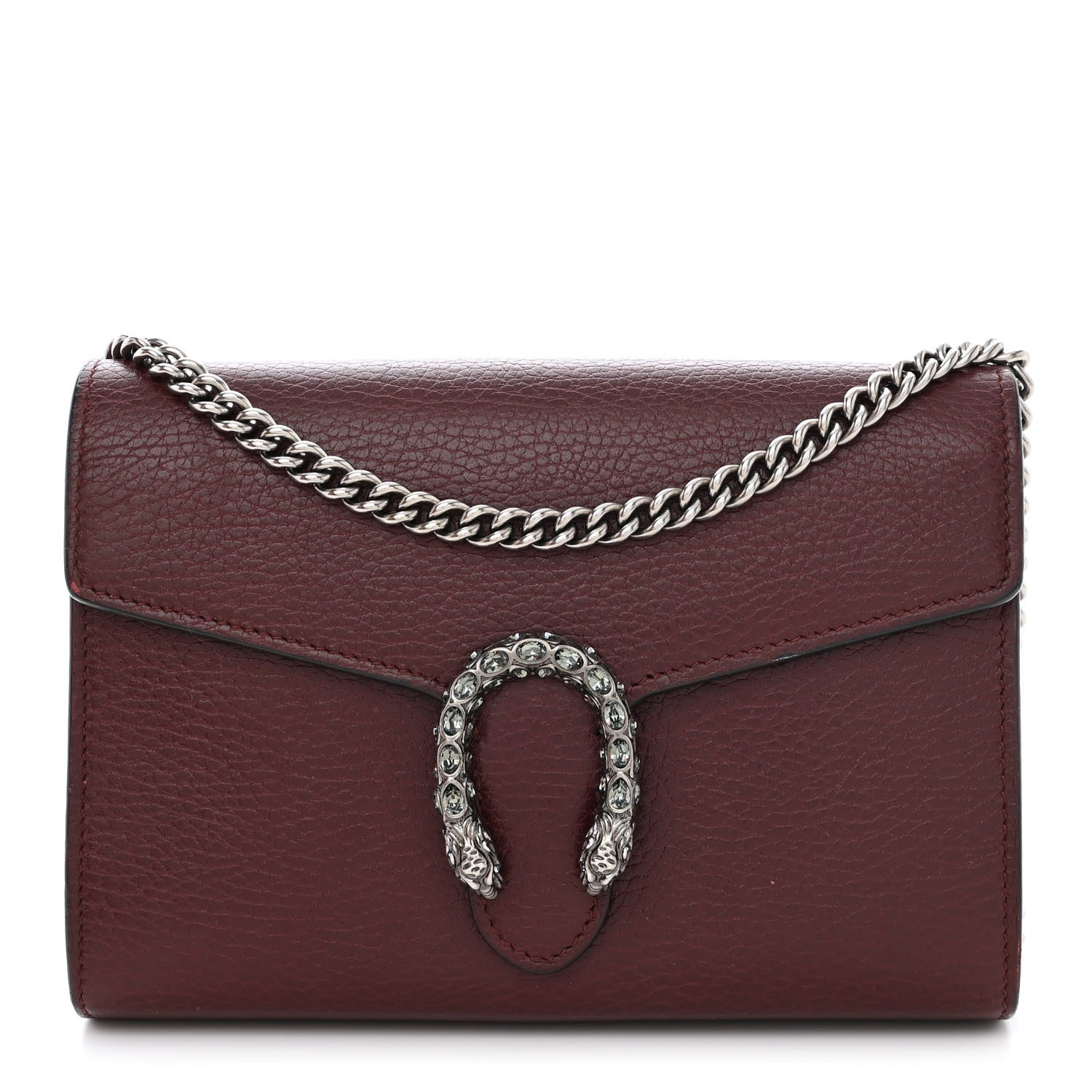Gucci Dollar Calfskin Crystal Mini Dionysus Chain Wallet Vintage Bordeaux 1 of 13