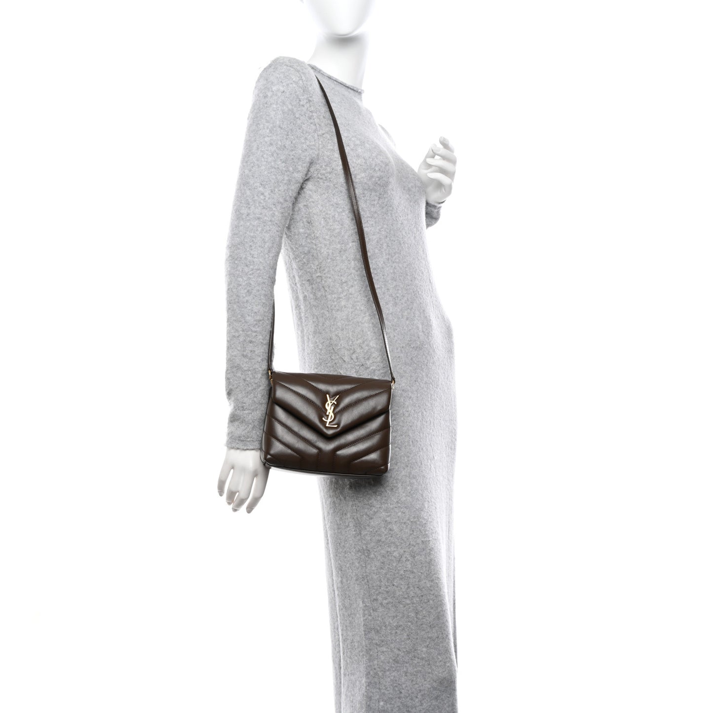 Calfskin Y Quilted Monogram Toy Loulou Crossbody Bag Soil Brown