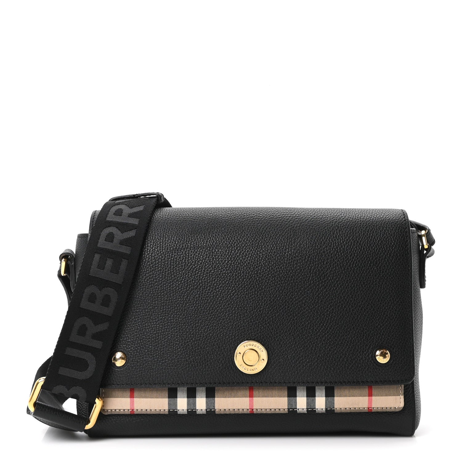 バッグ Burberry Burberry Coated Canvas Calfskin Vintage Check Medium Note