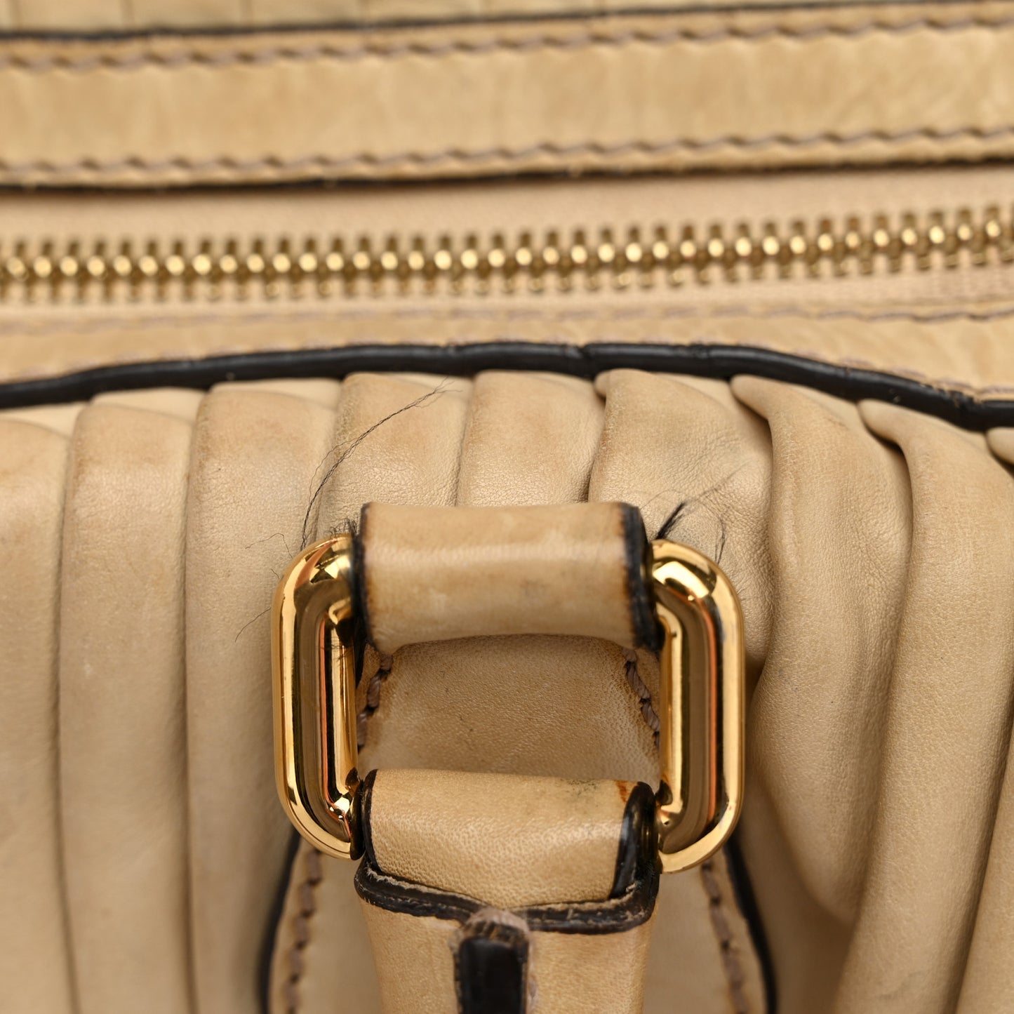 Calfskin Pleated Miss Gin Ruffle Bowler Tan