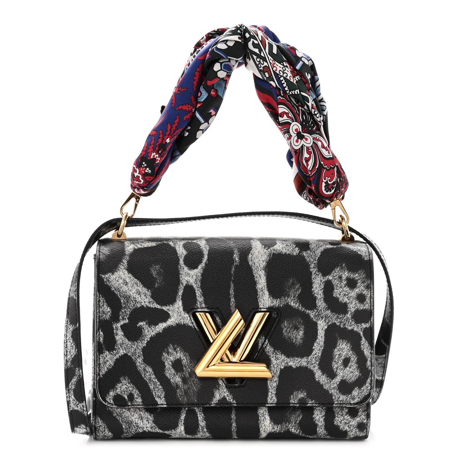 Louis Vuitton Calfskin Wild Animal Print Scarf Handle Twist