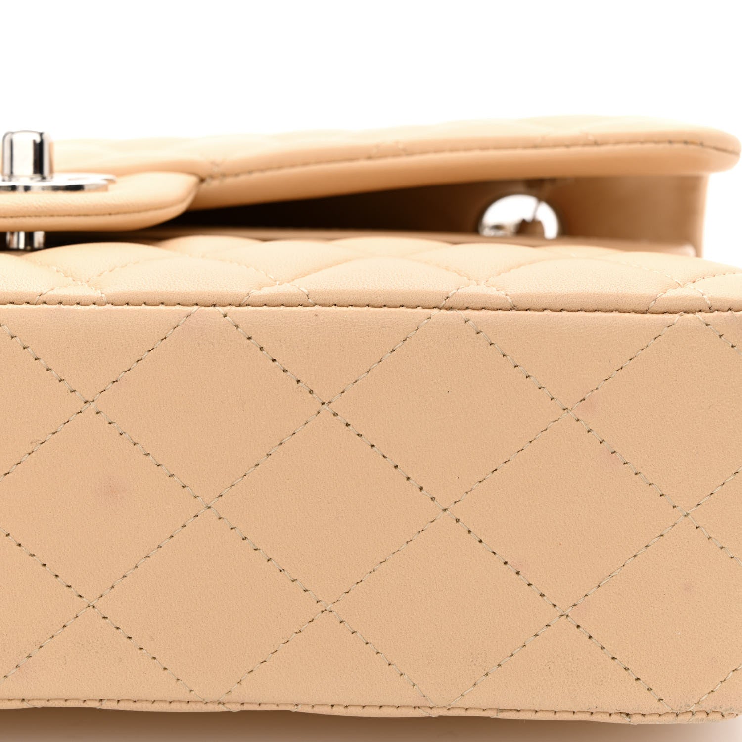 Chanel Lambskin Quilted Medium Double Flap Beige 14 of 14