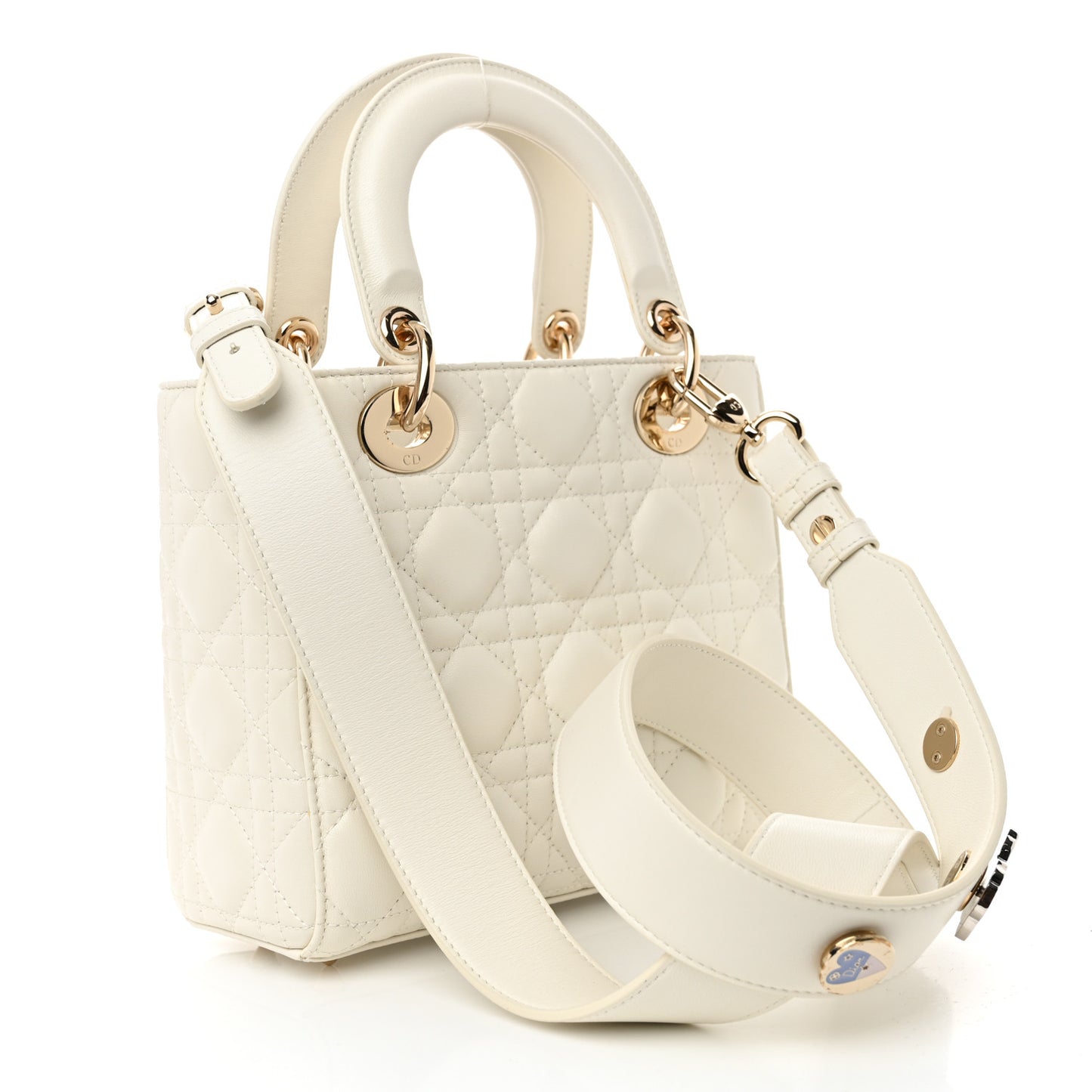 Lambskin Cannage Small Lucky Badges My Lady Dior White