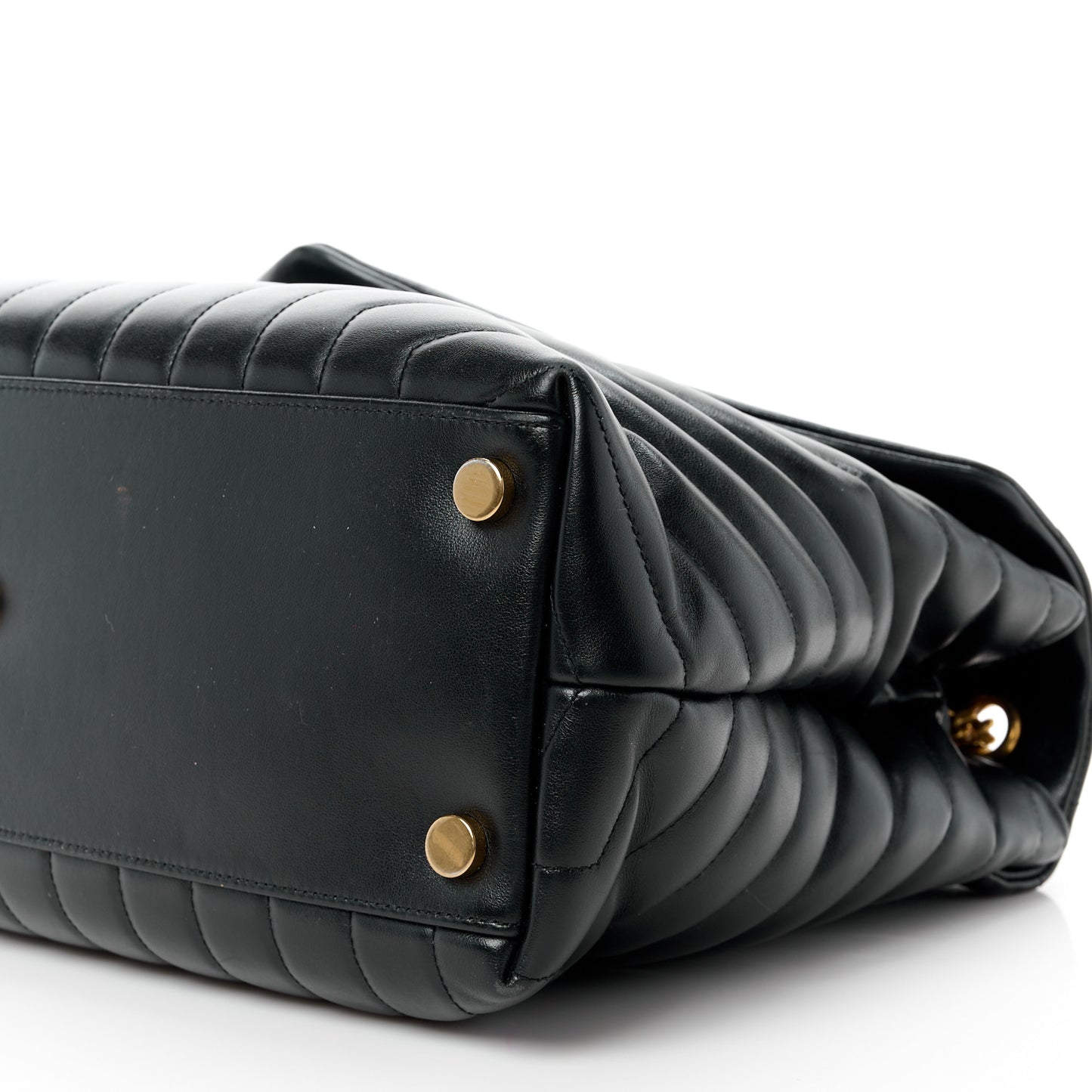 SAINT LAURENT Calfskin Y Quilted Monogram Large Loulou Chain Satchel Black