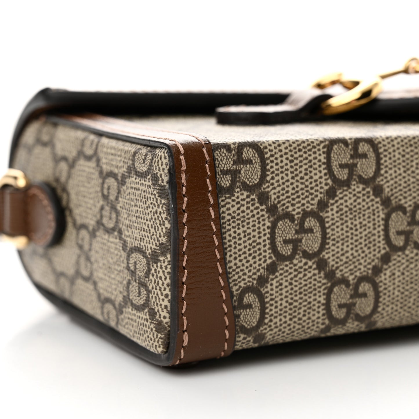 GG Supreme Monogram Mini Horsebit 1955 Shoulder Bag Beige Brown Sugar