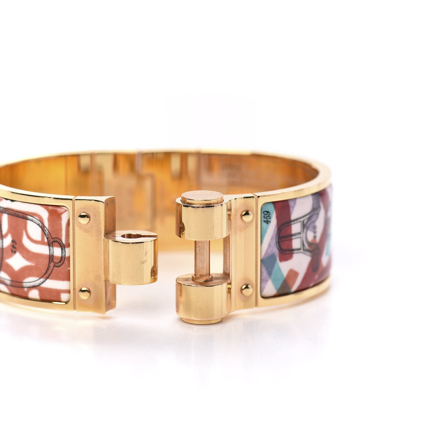 Enamel Printed Wide Manufacture Boucleries Hinged Bracelet S Rose Couture