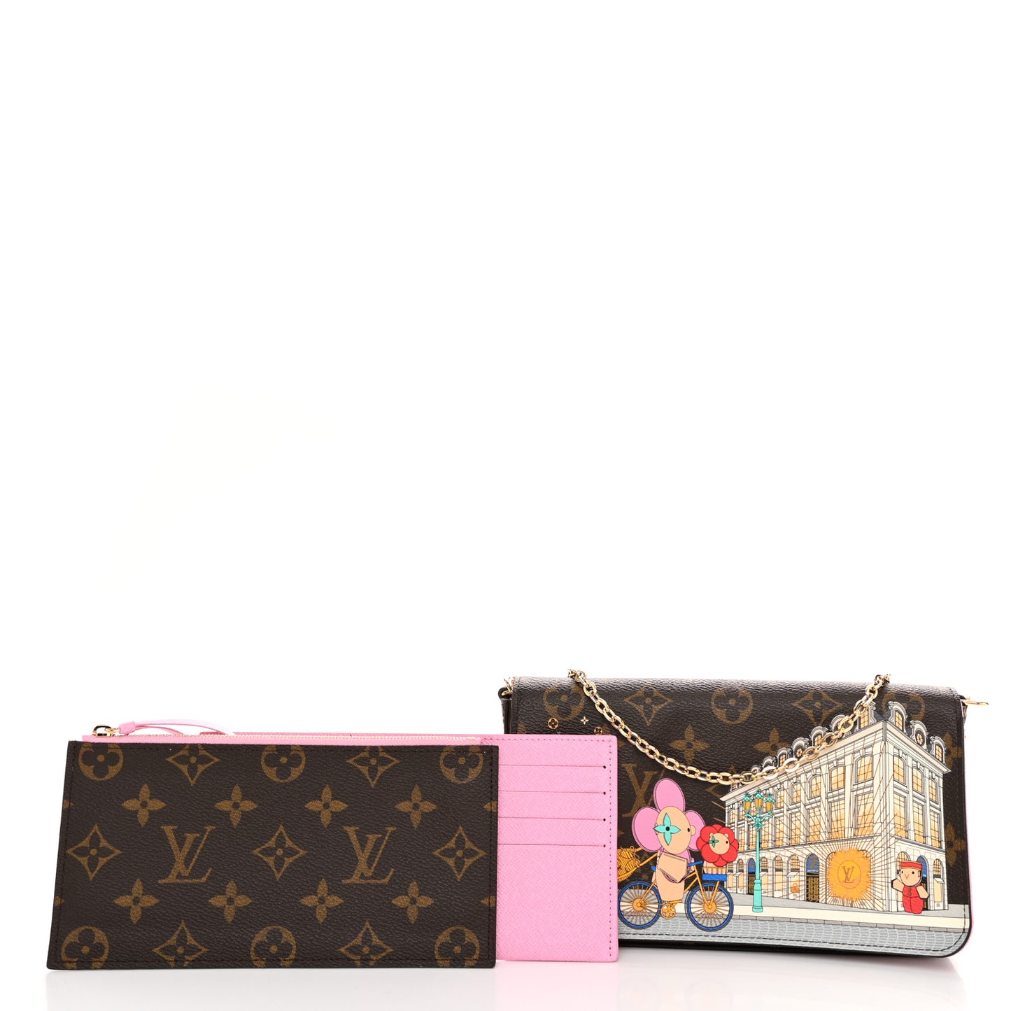 Monogram 2022 Christmas Animation Paris Pochette Felicie Chain Wallet Pink