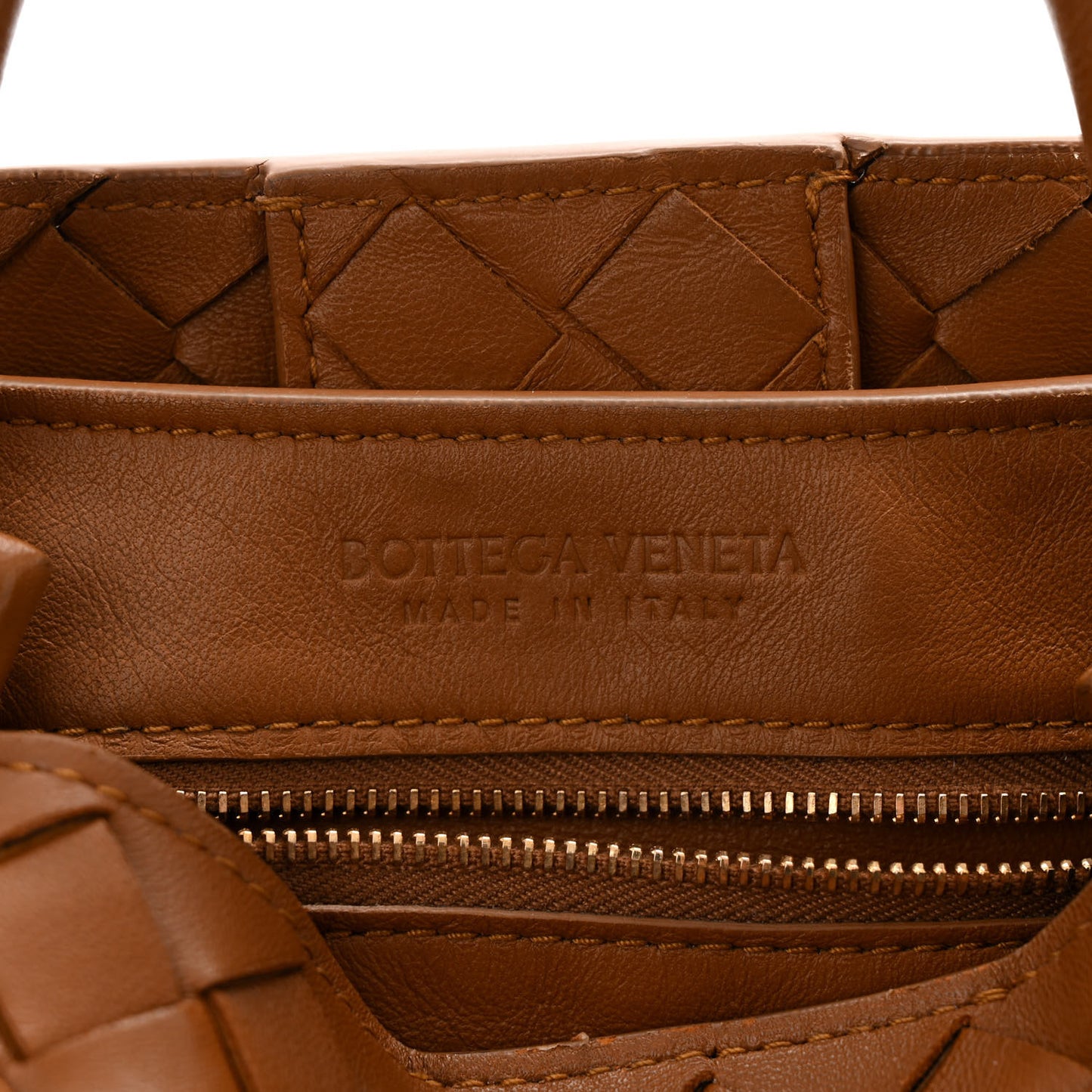 Nappa Intrecciato Medium Andiamo Shoulder Bag Cognac
