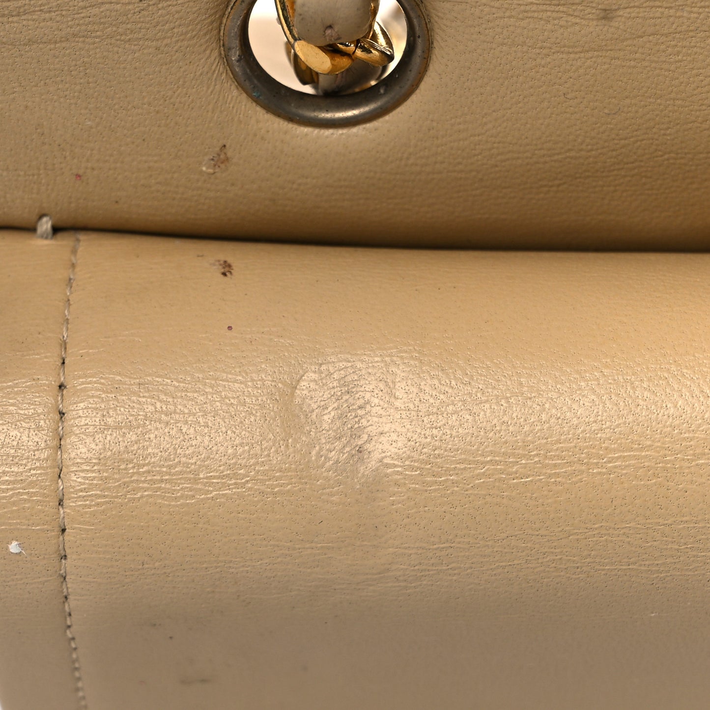 Lambskin Quilted Medium Double Flap Beige