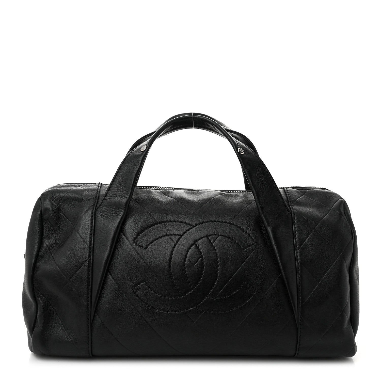 Chanel Calfskin CC Chevron All Day Long Boston Black 1647390