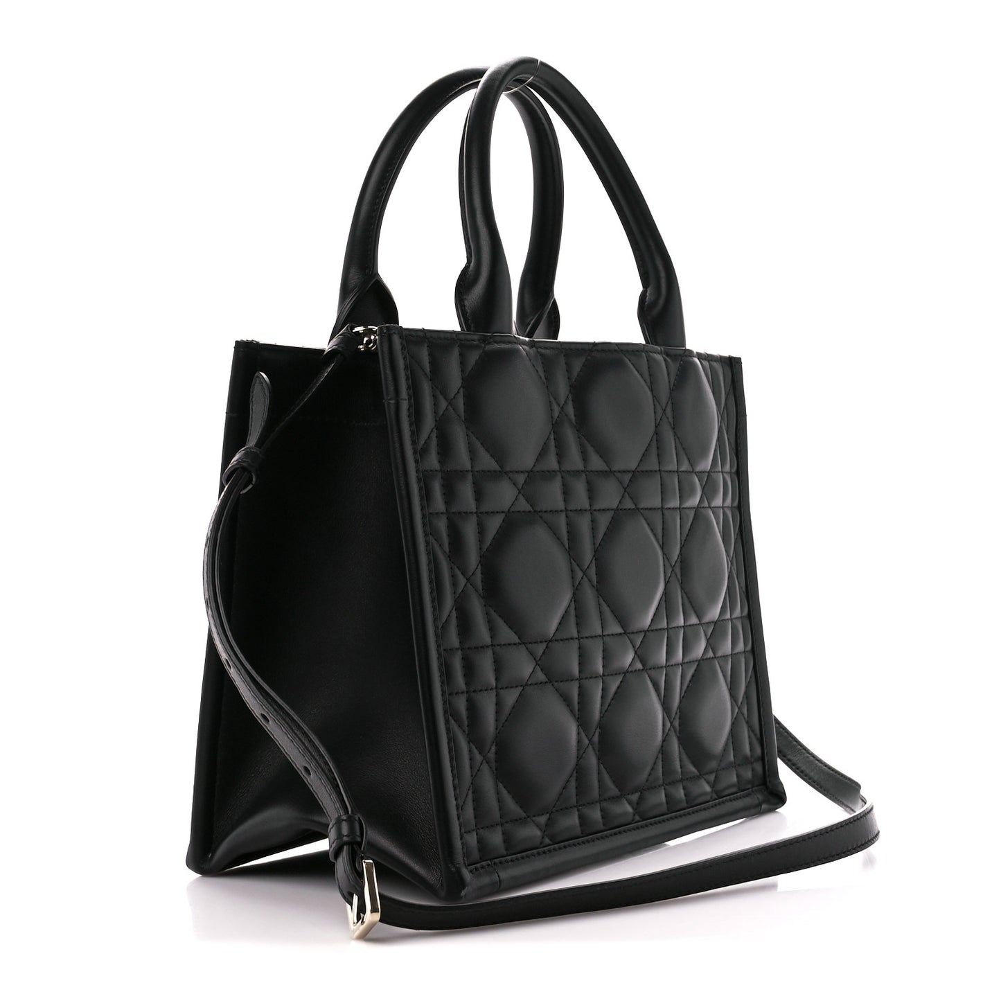 Calfskin Cannage Small Book Tote Black