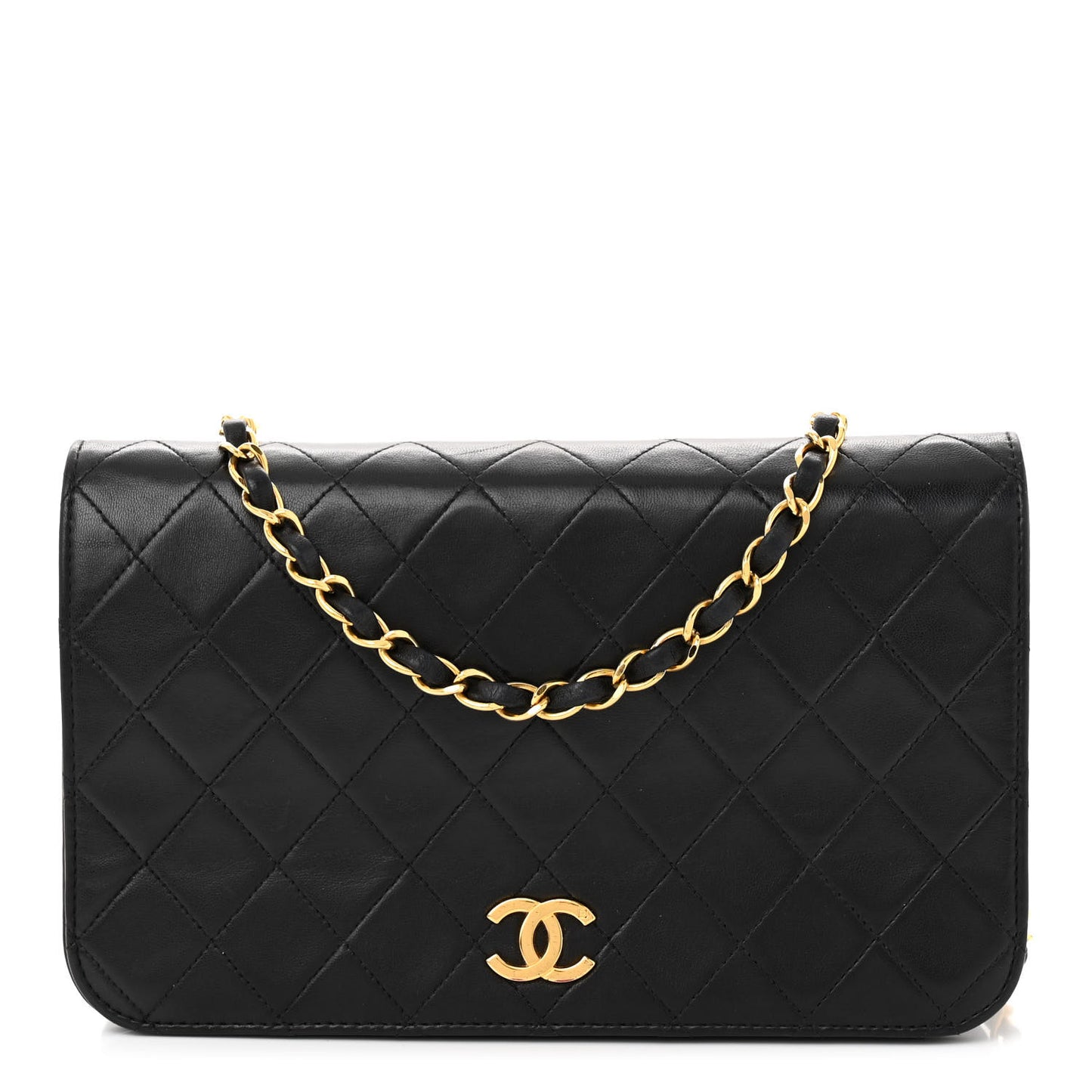 Lambskin Quilted Small Single Flap Bag Black