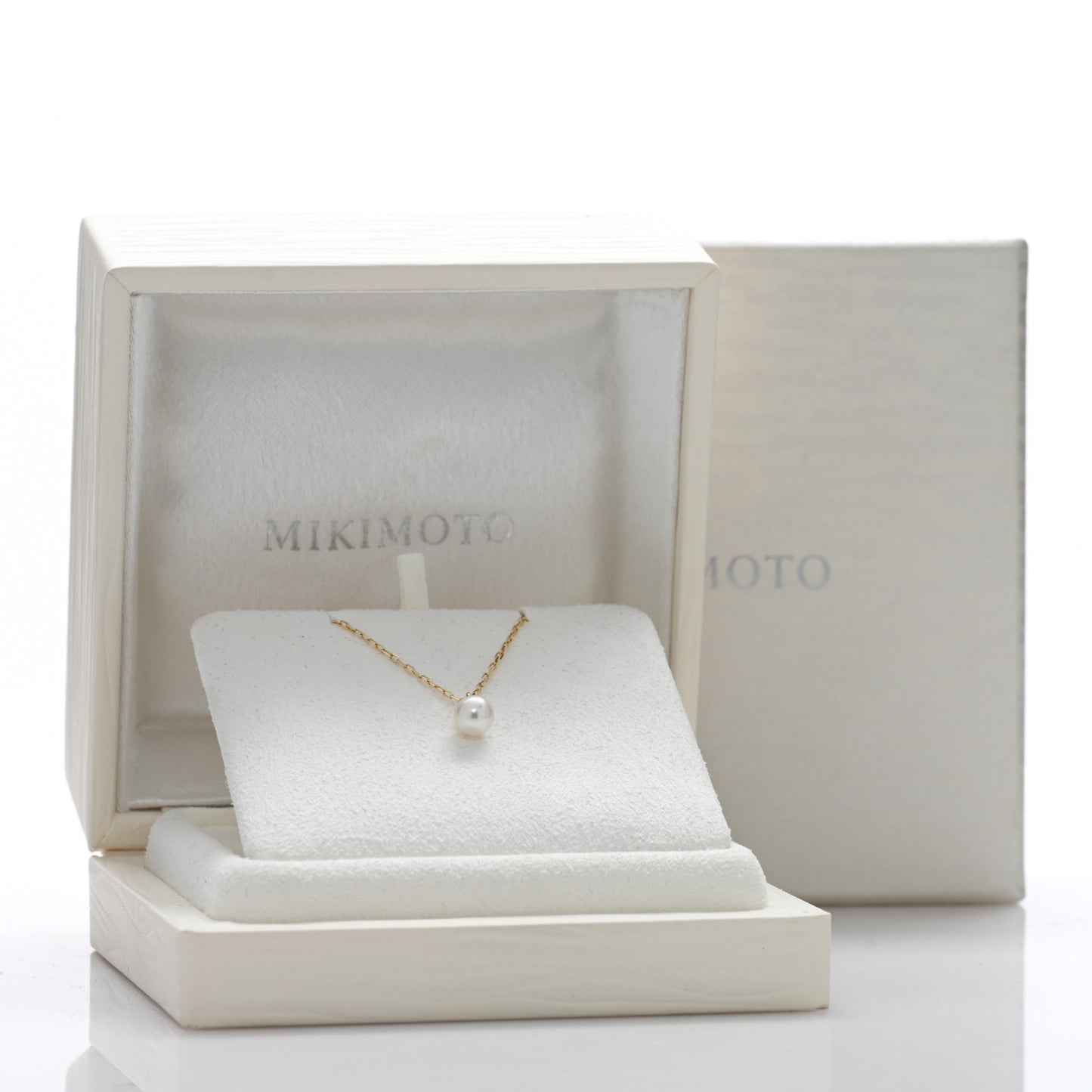 18K Yellow Gold Diamond Akoya Cultured Pearl 5-5.5mm Drop Pendant Necklace
