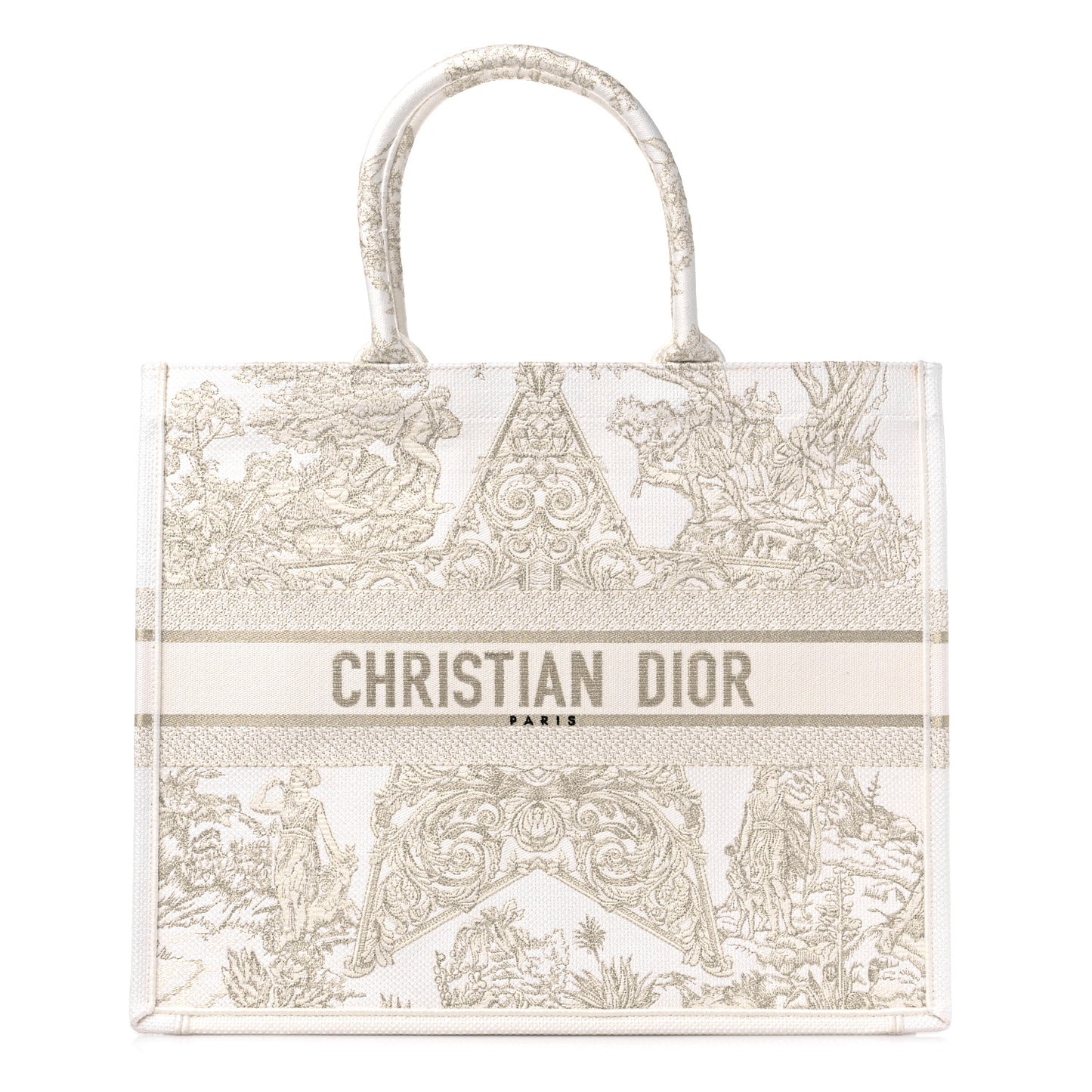 Canvas Embroidered Large Around The World Book Tote Gold