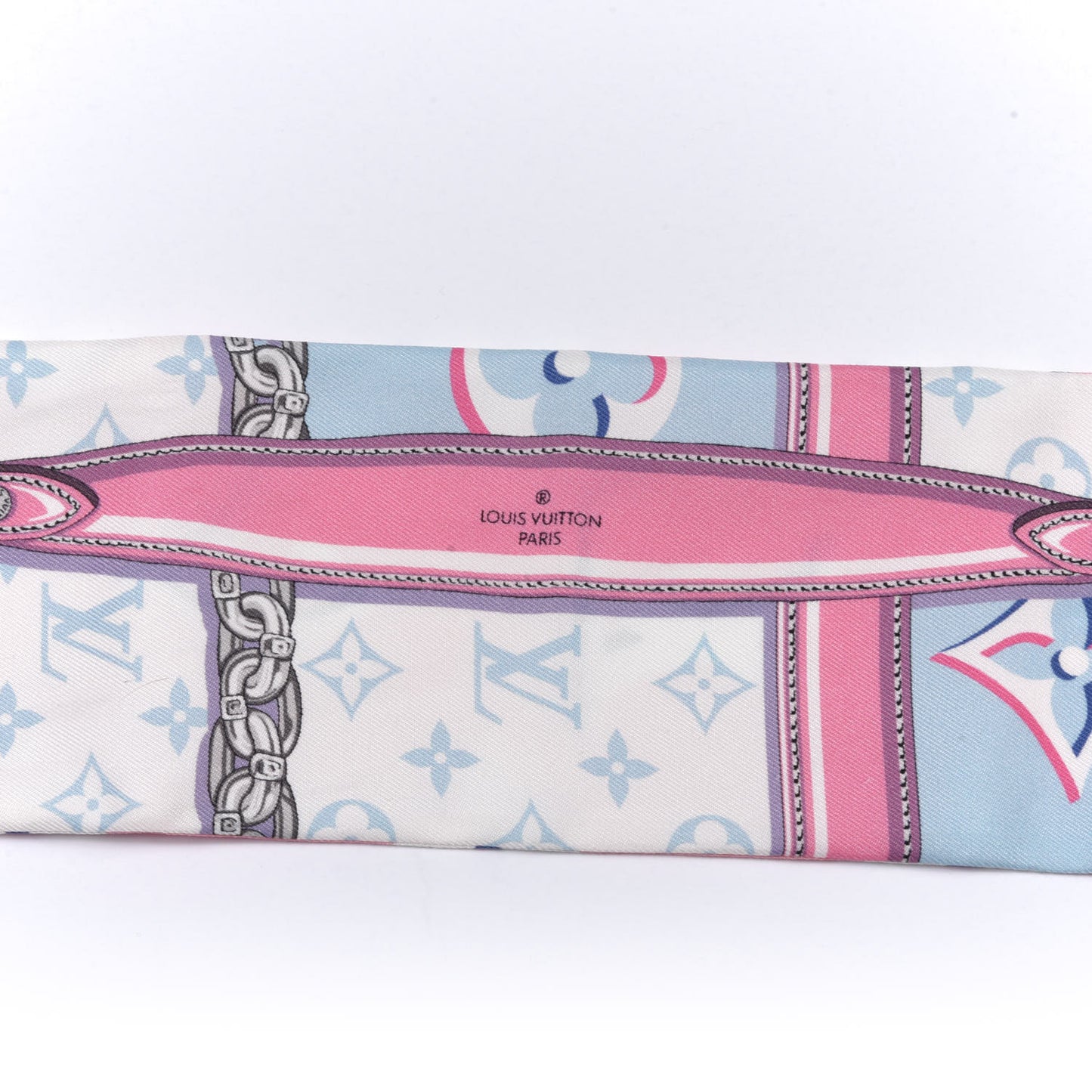 Silk Monogram Escale Perfect Match Bandeau Bleu Rose