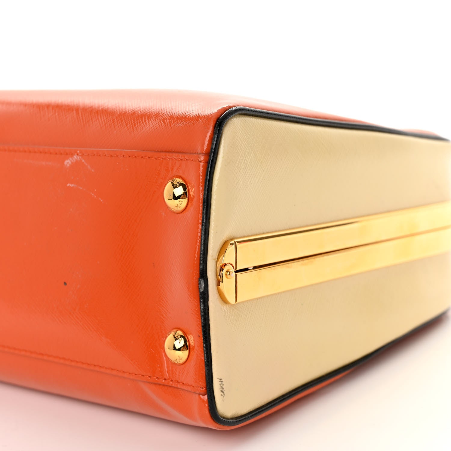 Prada Saffiano Vernice Medium Promenade Tote Papaya Talco 9 of 13
