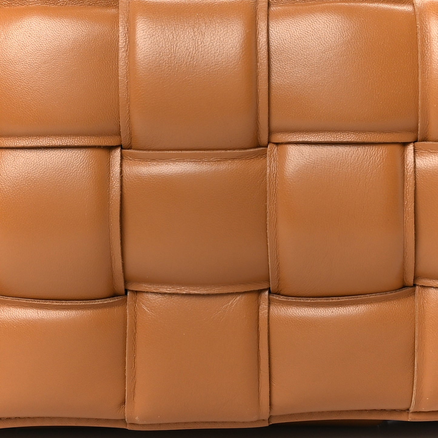 Nappa Maxi Intreccio Padded Cassette Crossbody Bag Caramel