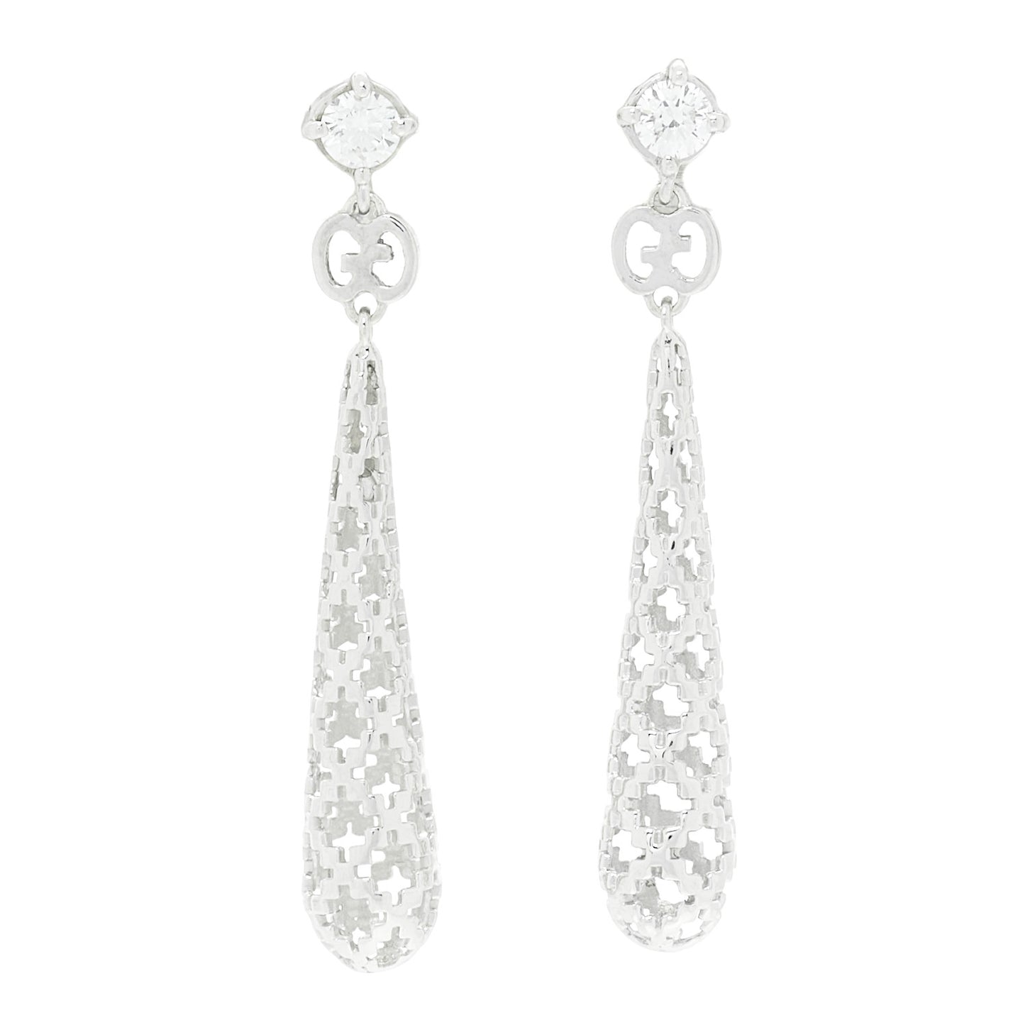 18K White Gold Diamond Diamantissima Drop Earrings