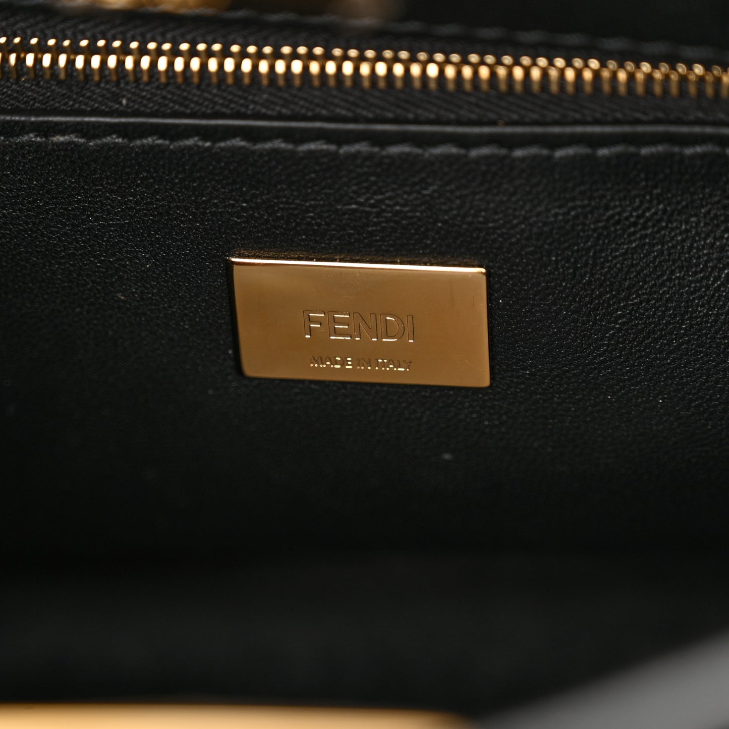 Shearling Nappa Macro FF 1974 Mini Peekaboo Iconic Satchel Tobacco Black