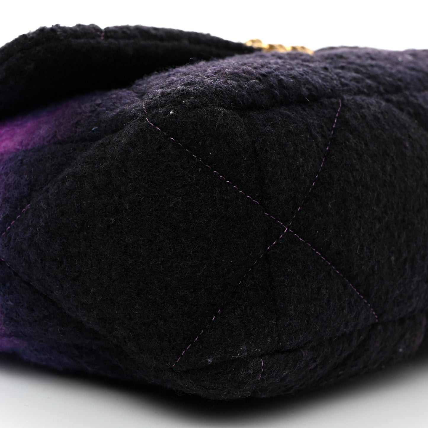 Wool Tweed Quilted Large Chanel 19 Flap Purple Black Blue