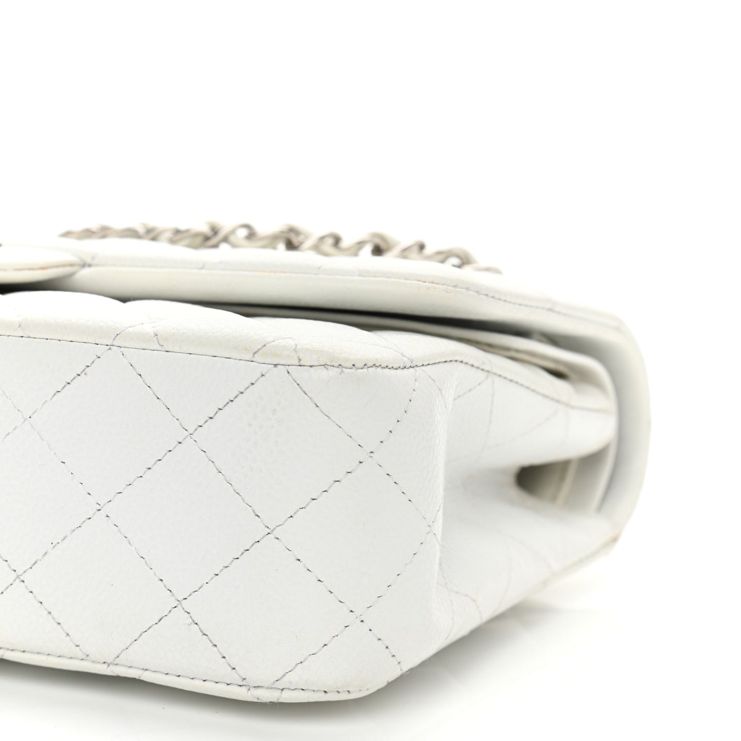 Caviar Quilted Medium Double Flap White