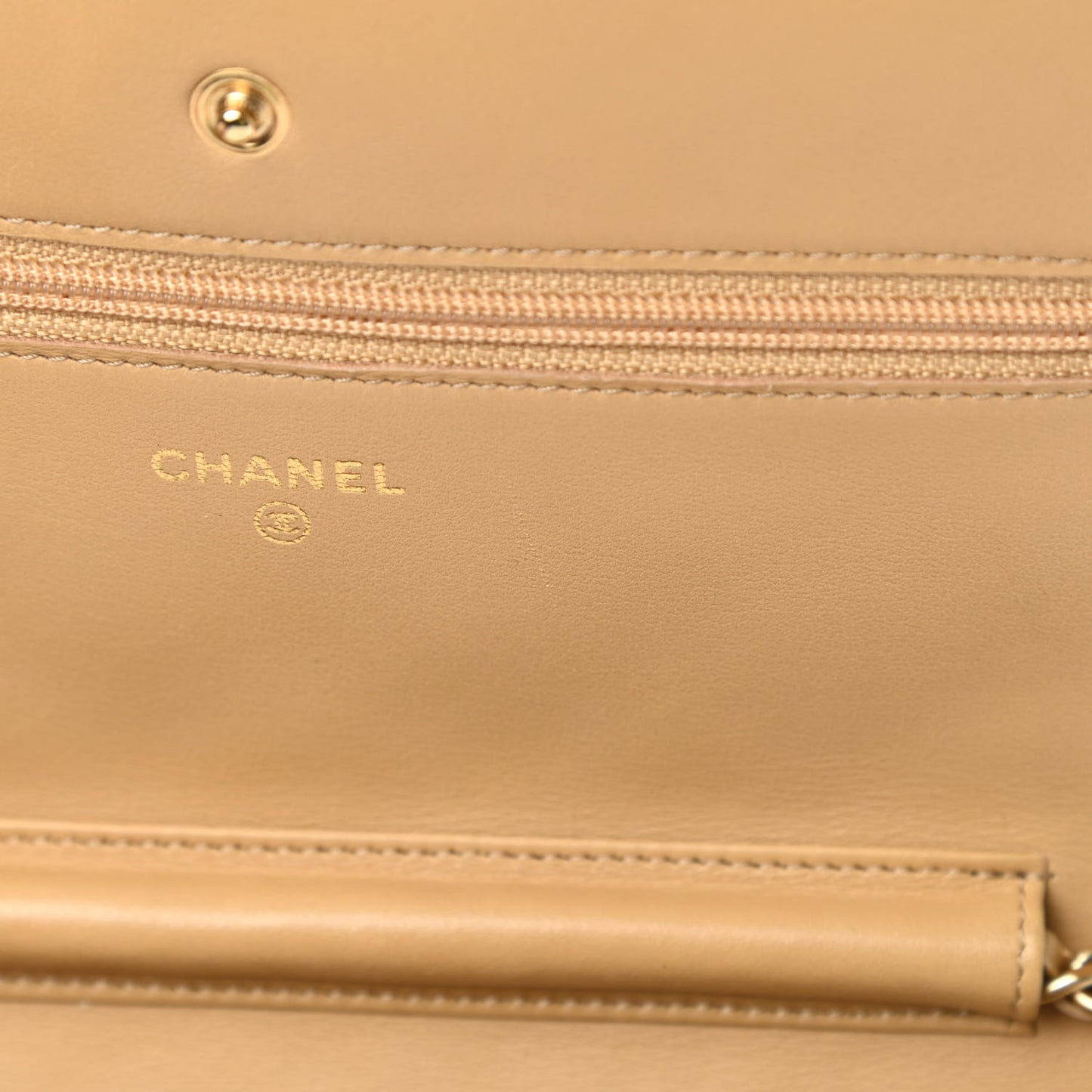 Metallic Patent Quilted Wallet On Chain WOC Gold