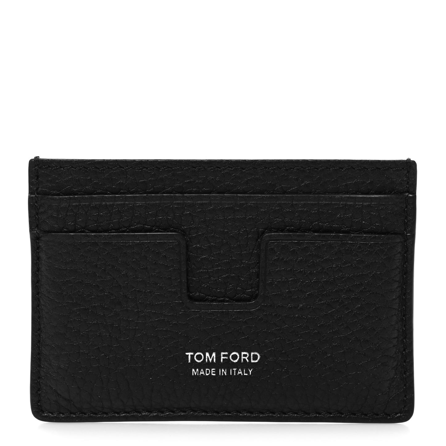 Grained Calfskin Card Holder Black