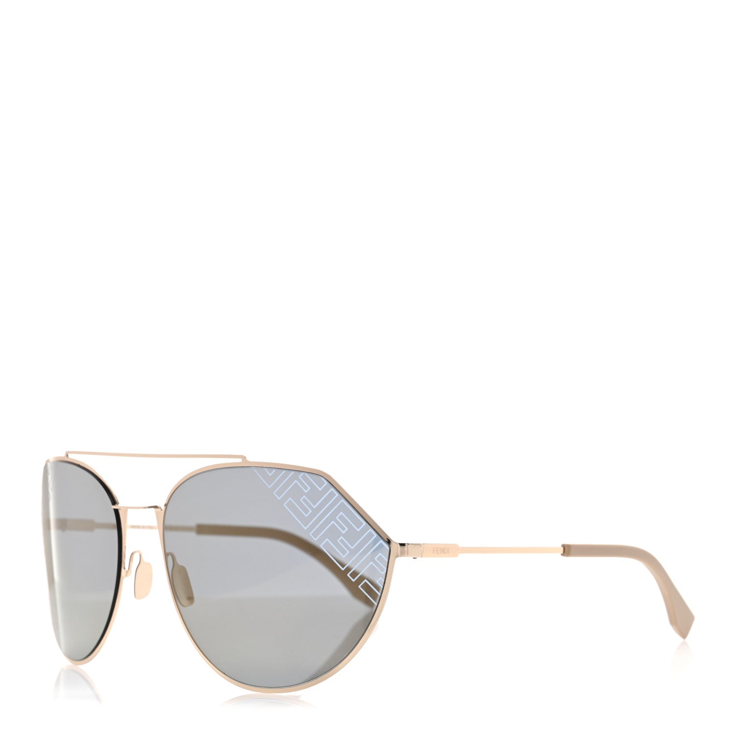Fendi Gold Aviator/Round Sunglasses FENDI EYEWEAR Rimless oval-frame crystal-embellished gold  main image 2