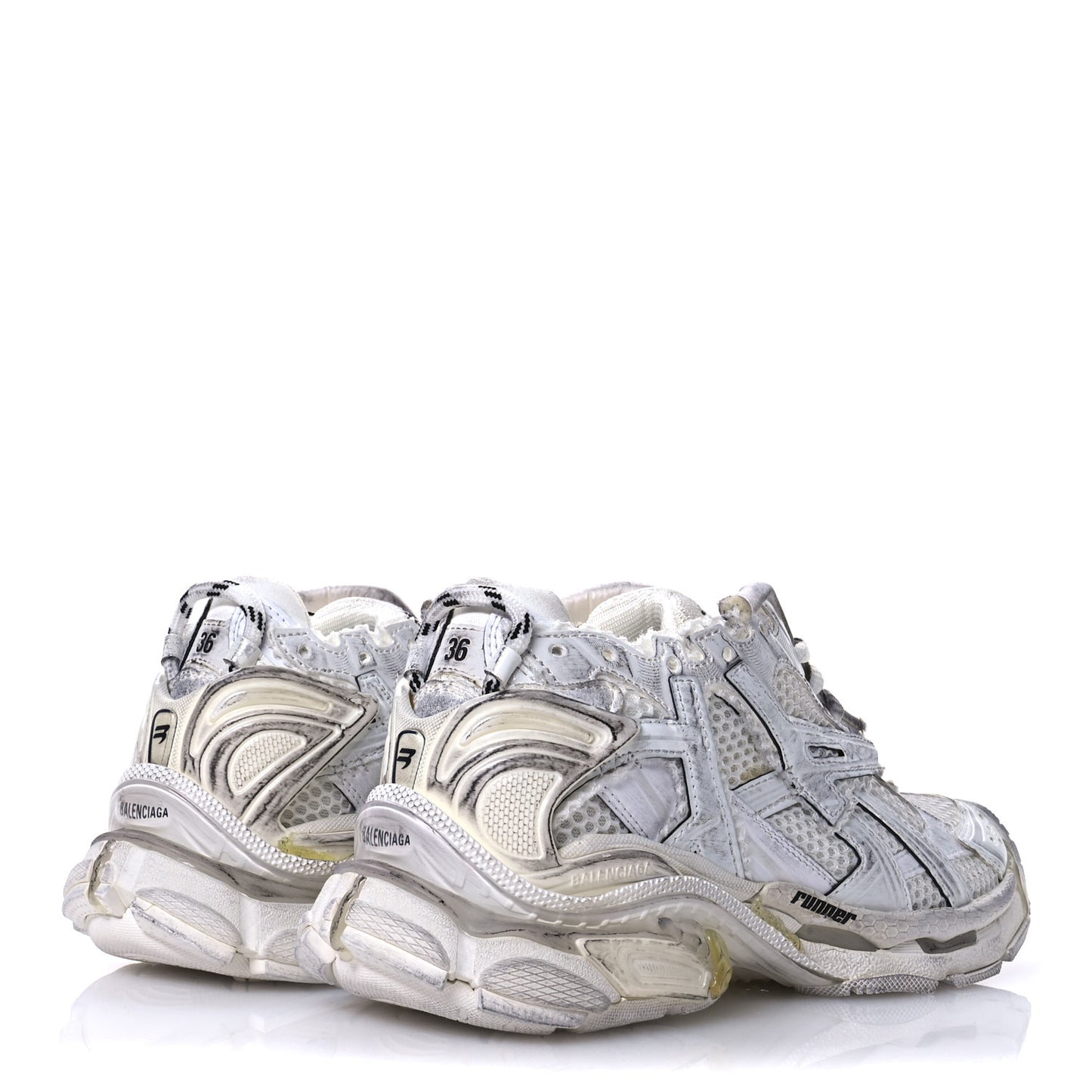 Mesh Rubber Monocolor Womens Runner Sneakers 36 White