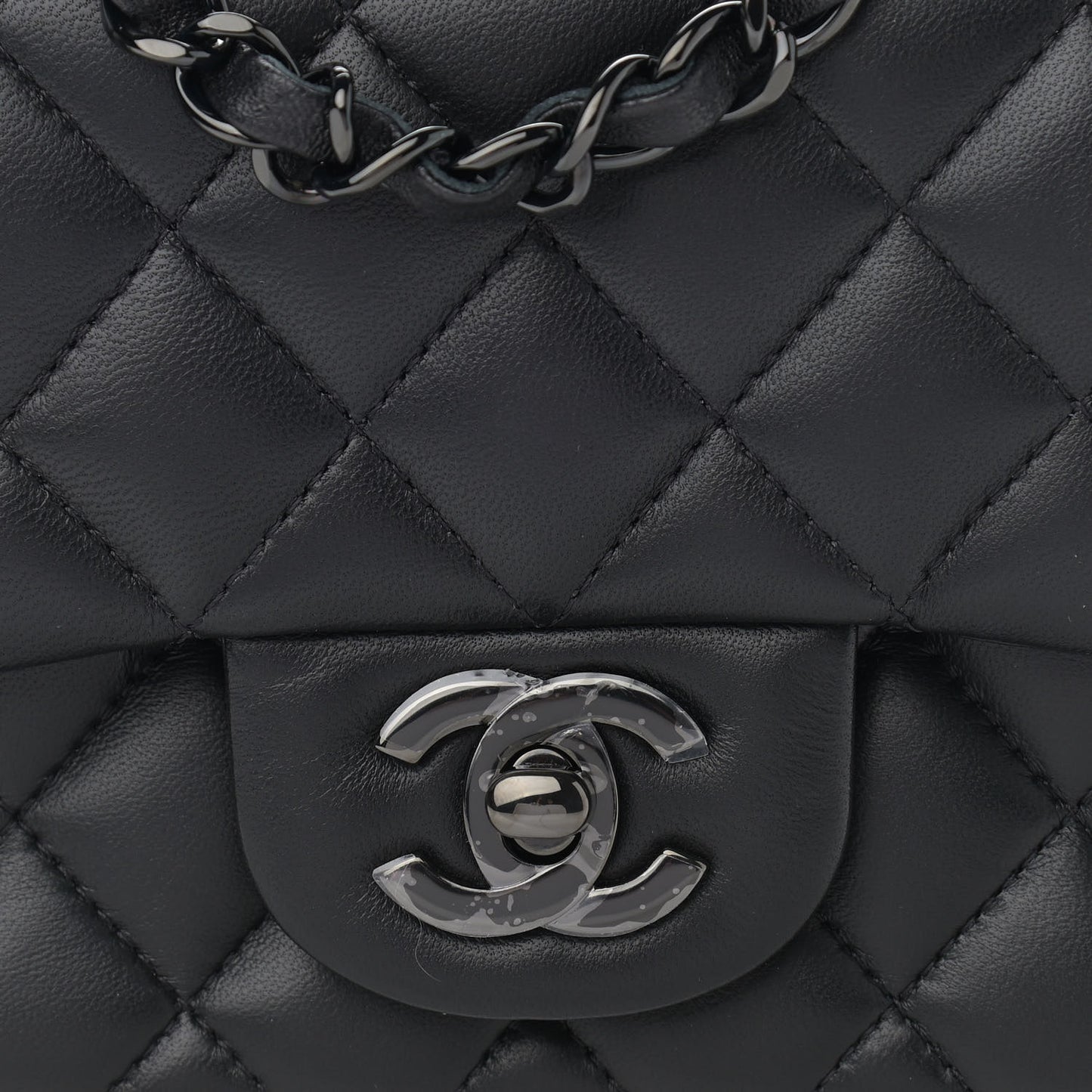 Lambskin Quilted Mini Square Flap So Black