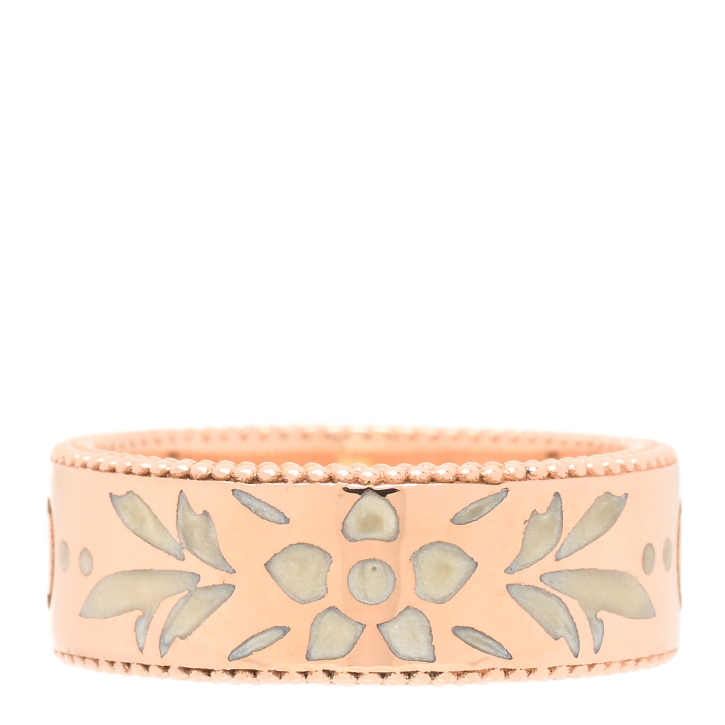18K Rose Gold Enamel 6mm Icon Blooms Ring 46 3.75