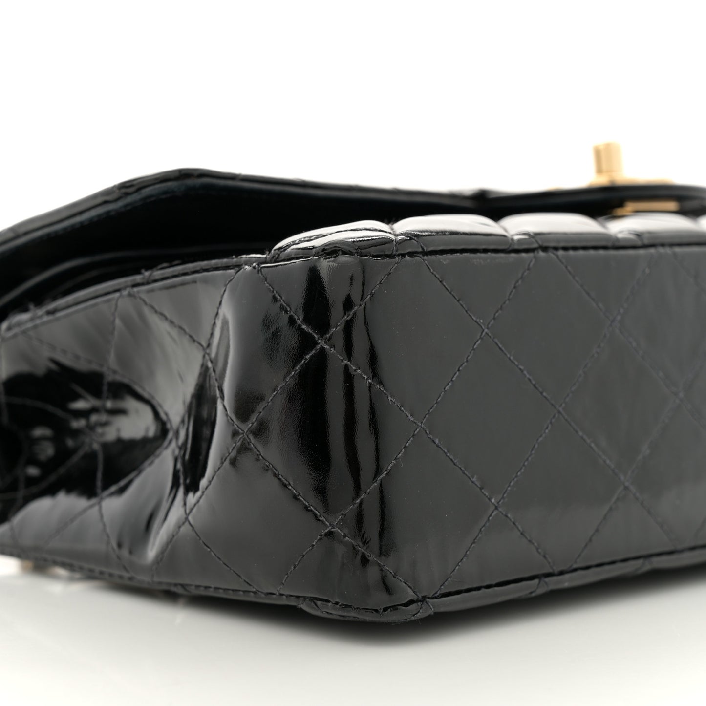 Patent Quilted Medium Double Flap Black