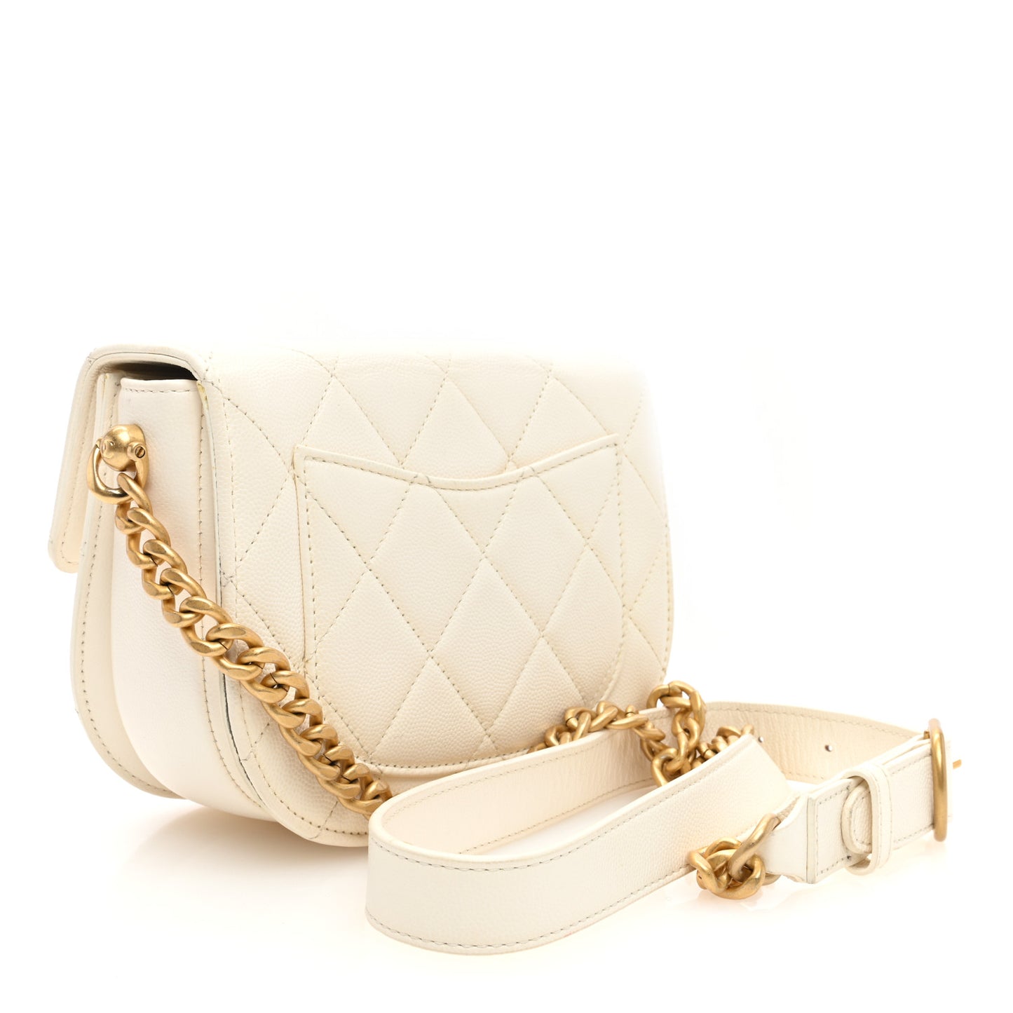Calfskin Quilted Moon Messenger White