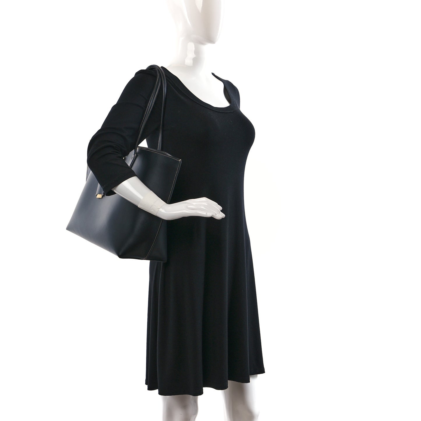 Calfskin Monogram Motif TB Medium Soft Tote Black