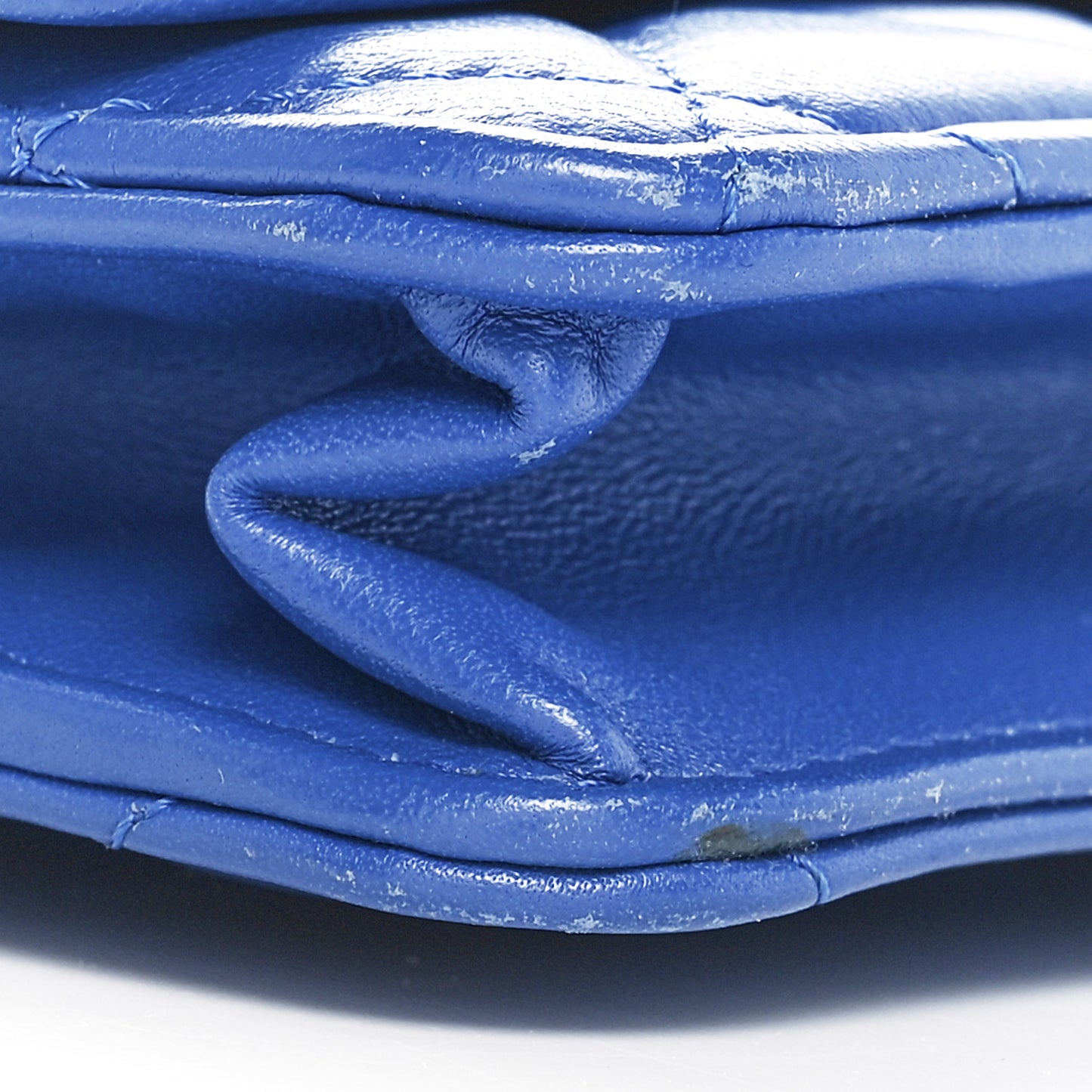 Lambskin Quilted Wallet On Chain WOC Blue