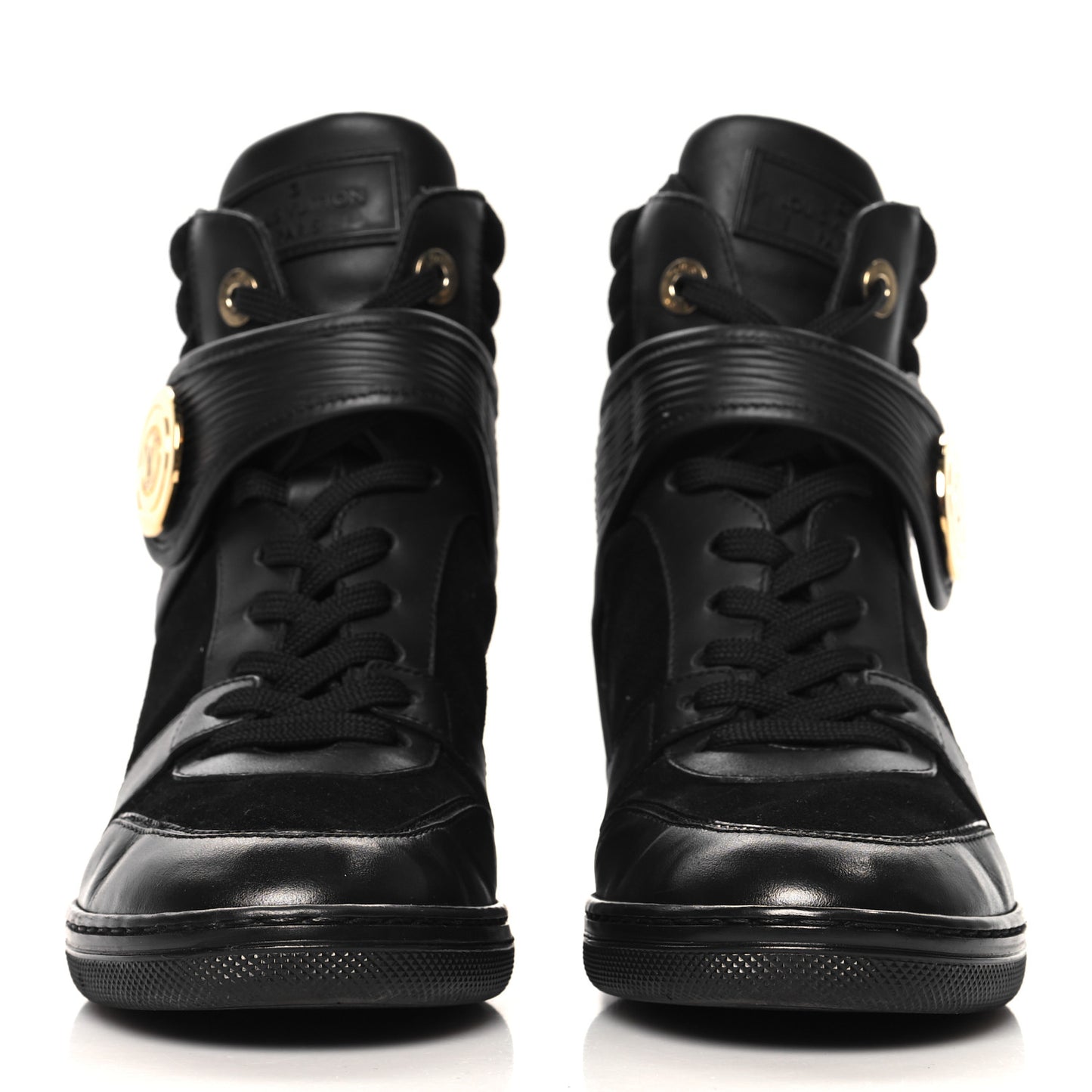 Epi Suede Postmark Wedge Sneakers 37.5 Black