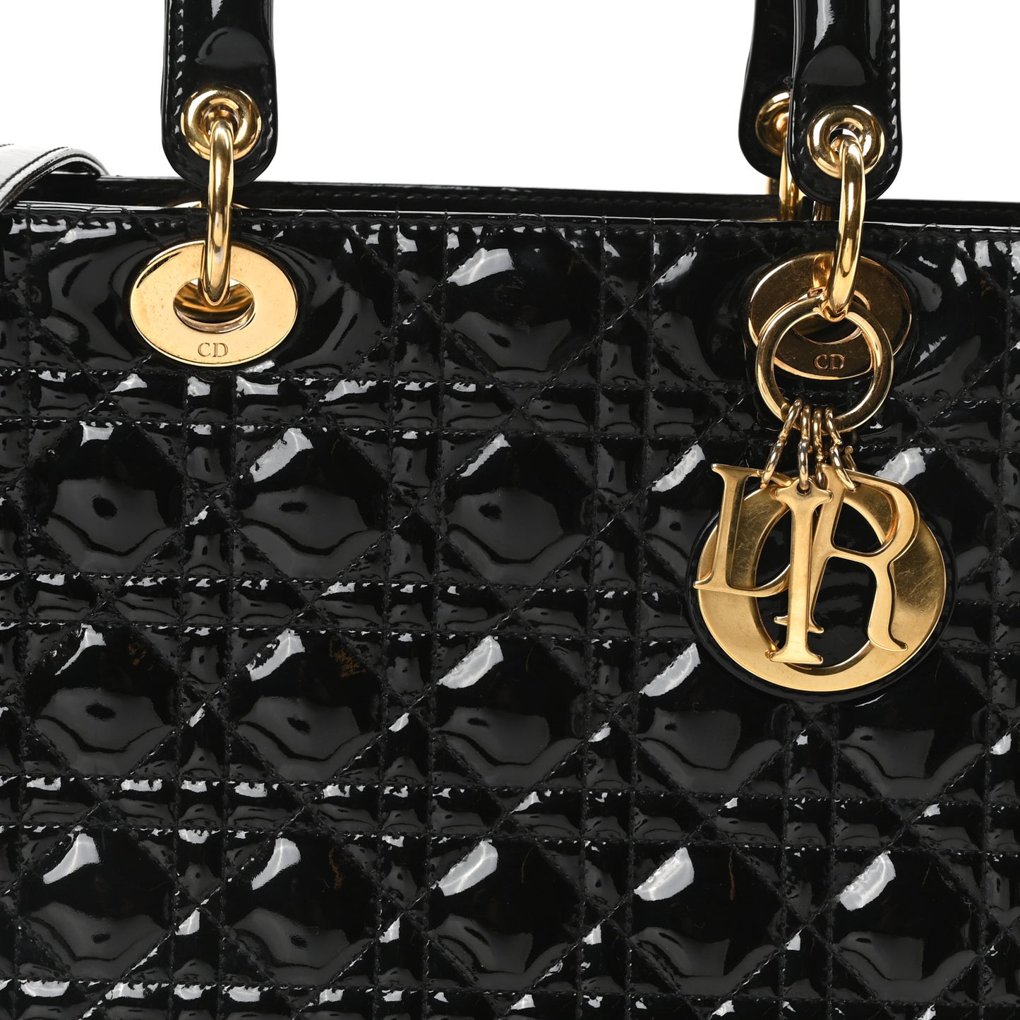Patent Cannage Large Lady Dior Black