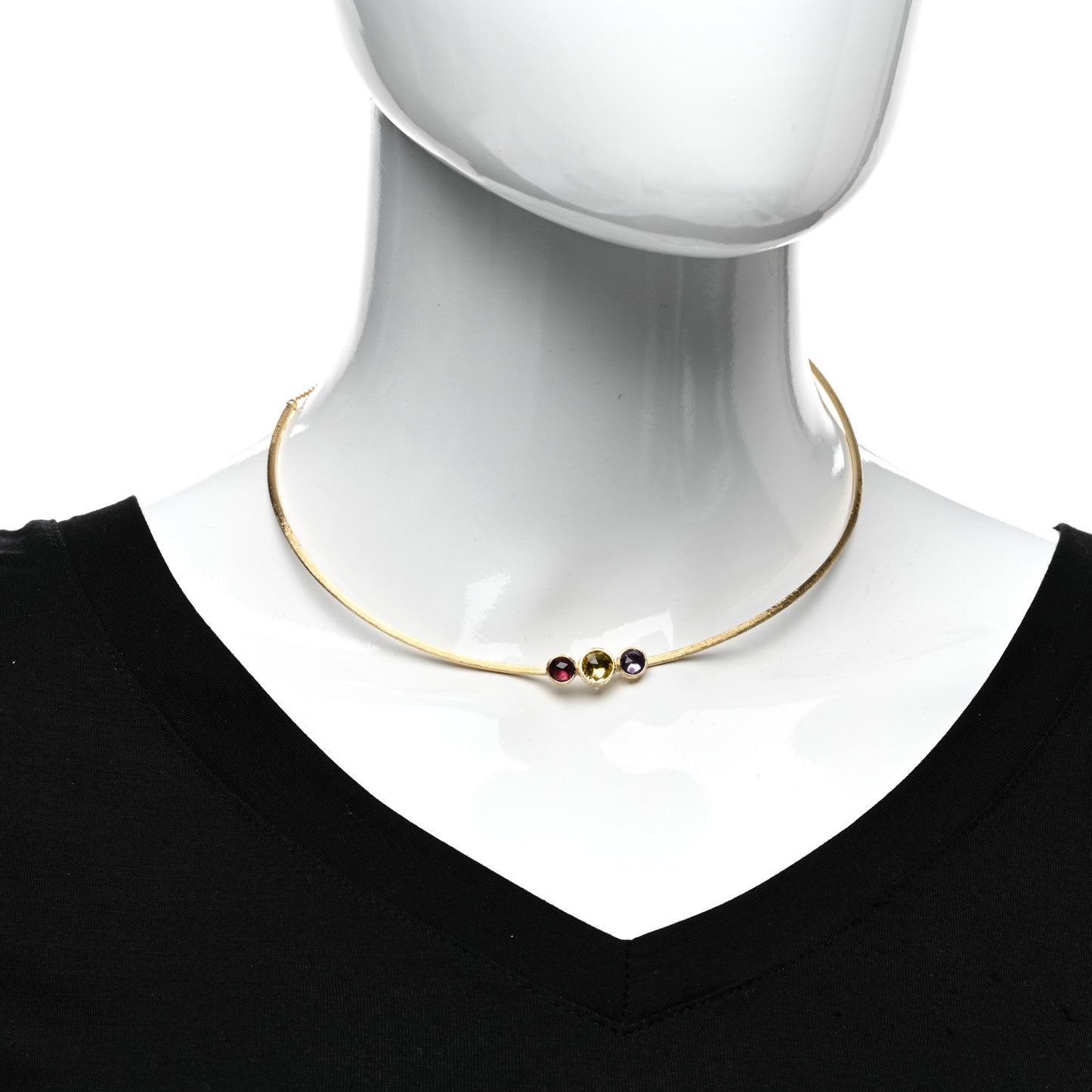 18K Yellow Gold Amethyst Citrine Rubellite Jaipur Collar Necklace