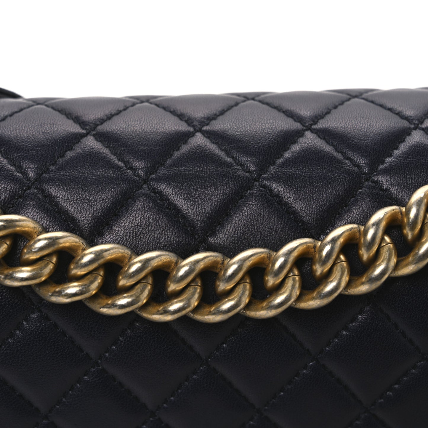 Lambskin Quilted Medium Boy Flap Dark Navy