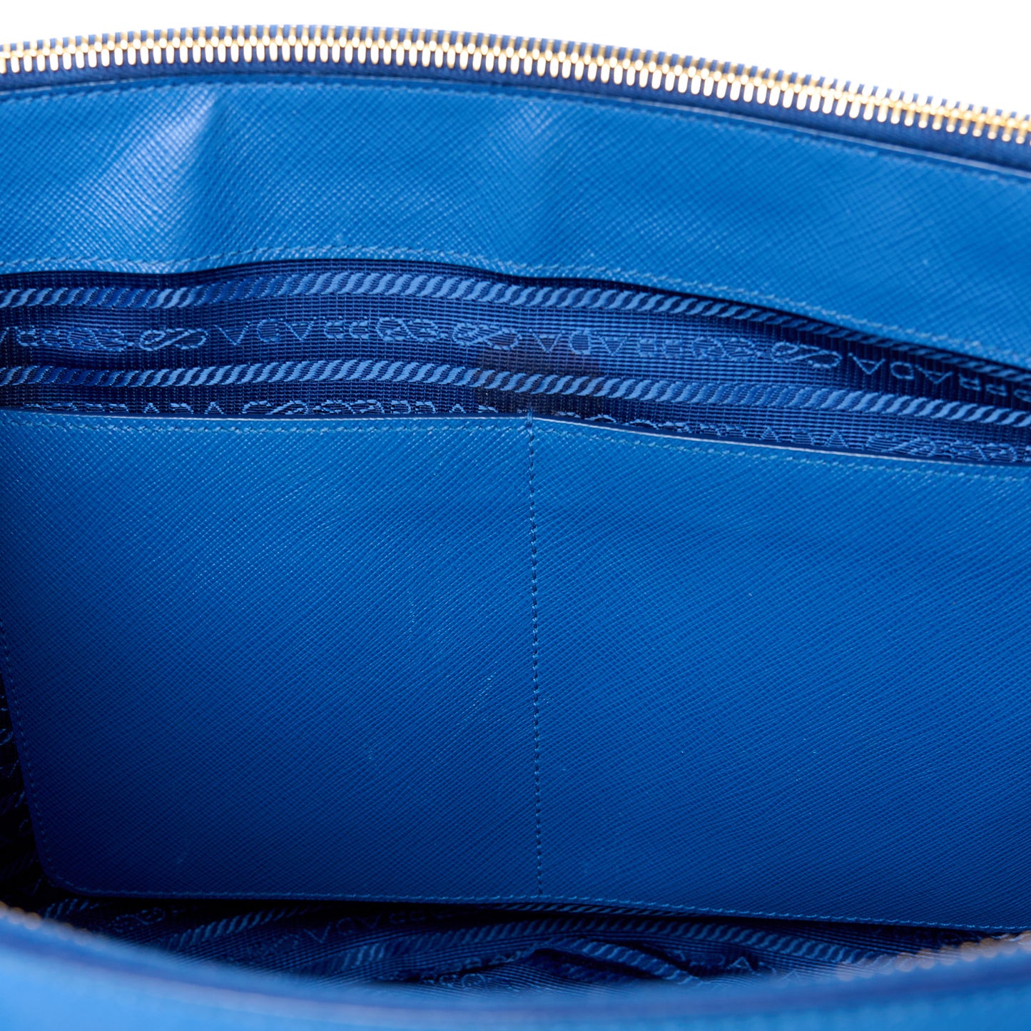 Saffiano Lux Medium Galleria Double Zip Tote Azzurro