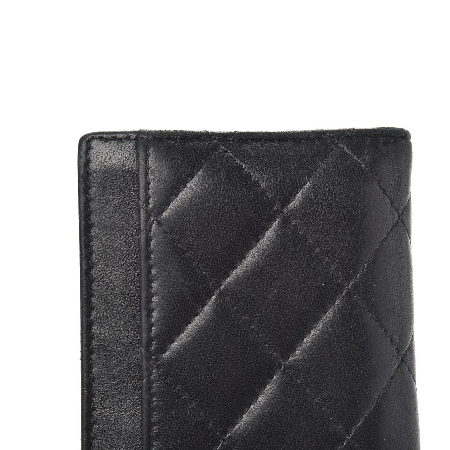 Lambskin Quilted Card Holder Wallet Black